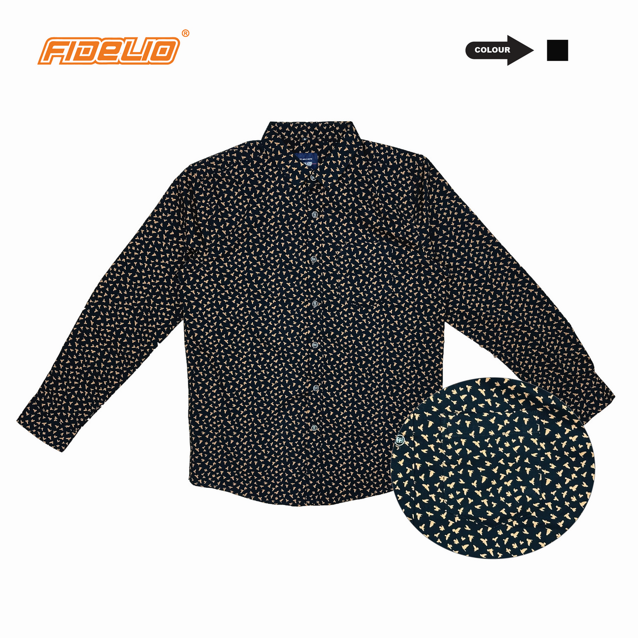 Fidelio Micro-Printed Long Sleeve Shirts - Black/Yellow