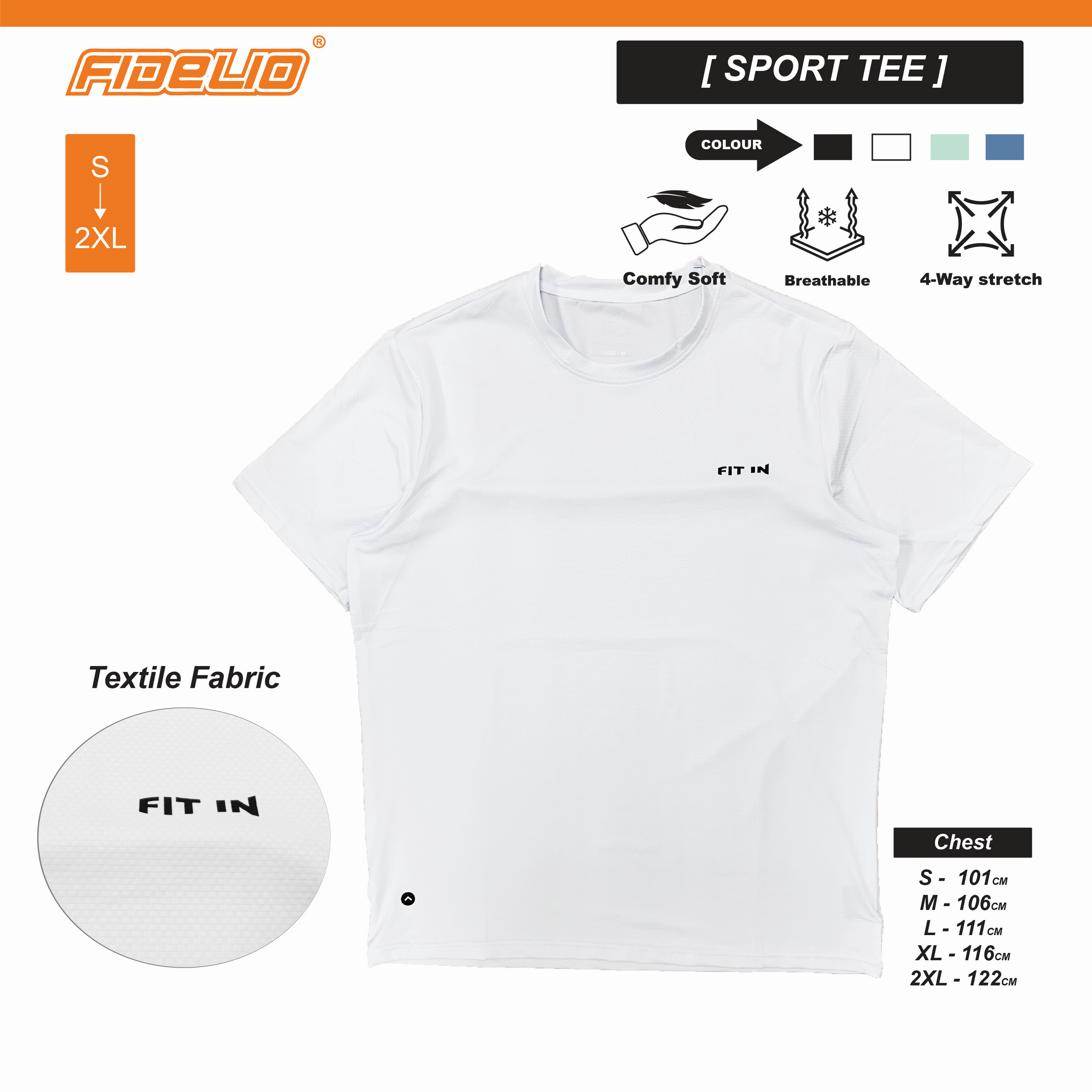 FIT IN Basic Active Tees - White