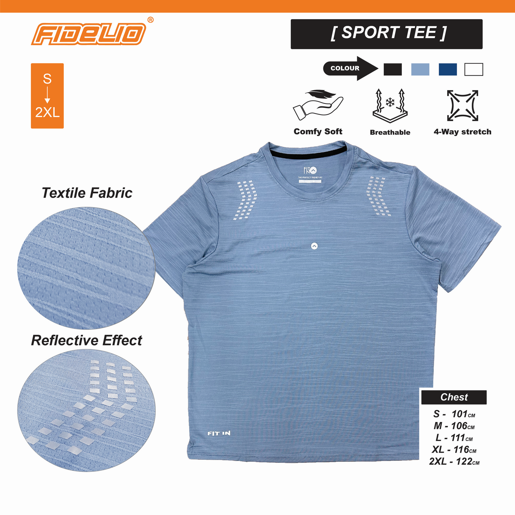 FIT IN Flexi Active Tees - Blue