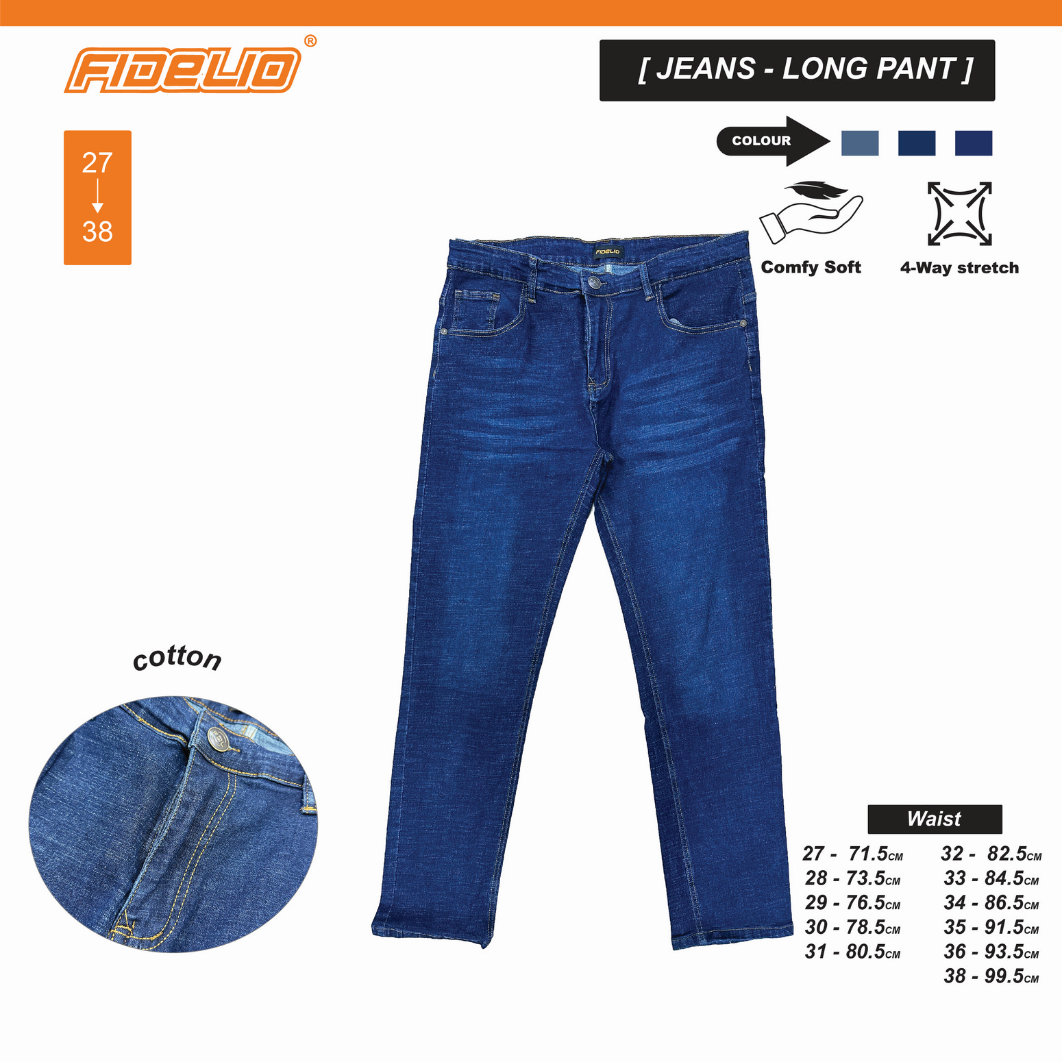 Fidelio Slim Straight Stretchable Denim - Blue