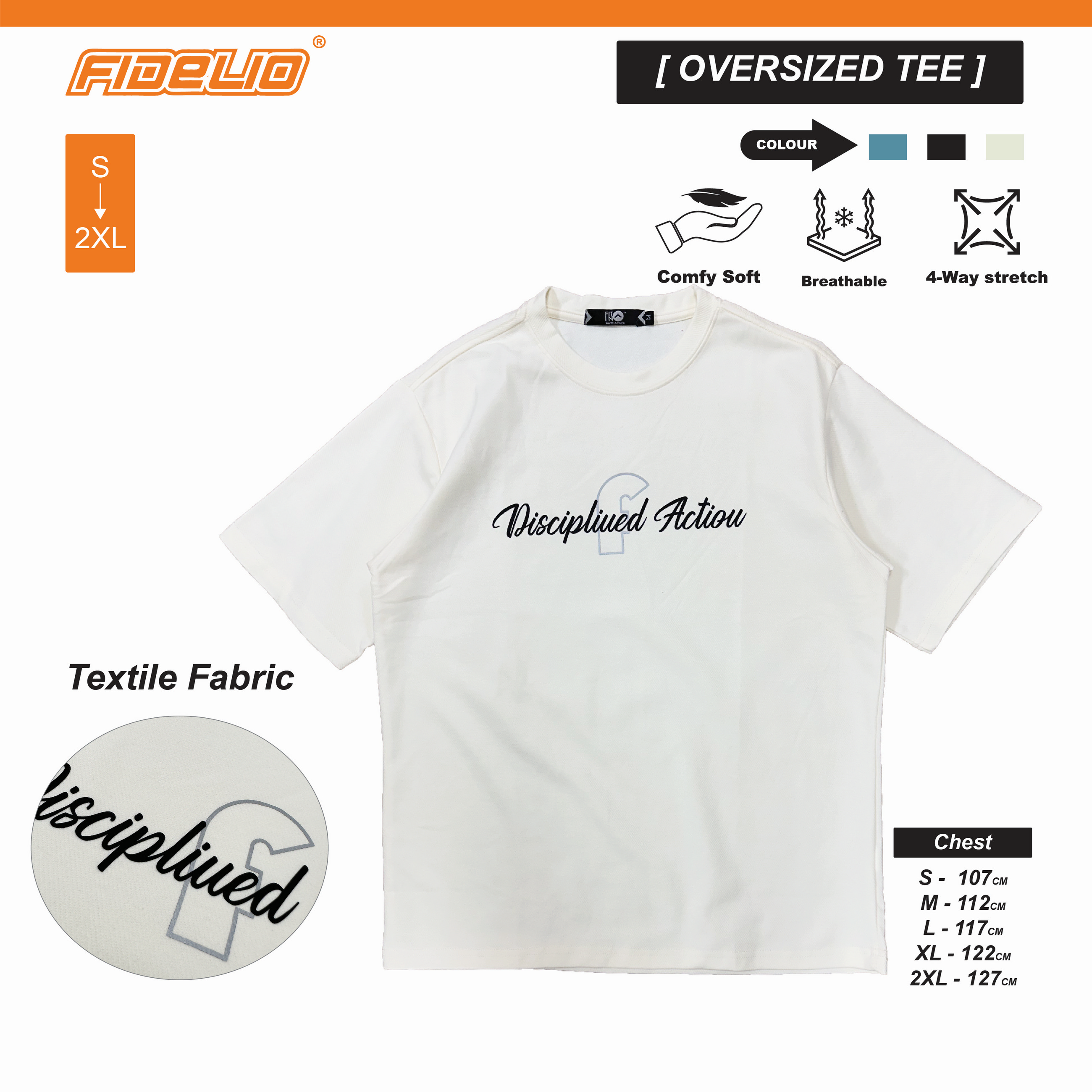 FIT IN Dicsiplined Action Printed Oversized Tees - Cream