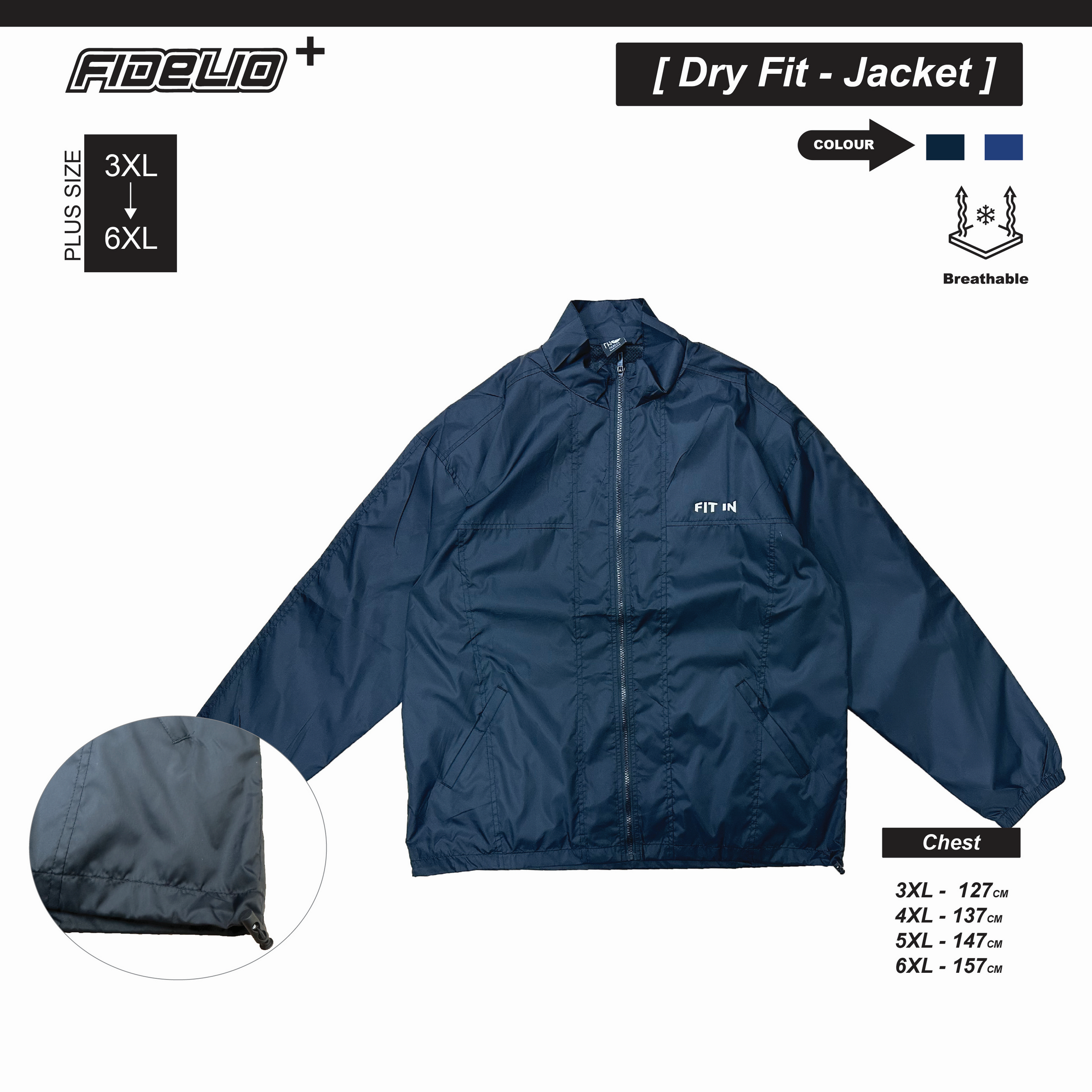 FIT IN Plus Size Windbreaker Jacket - Black