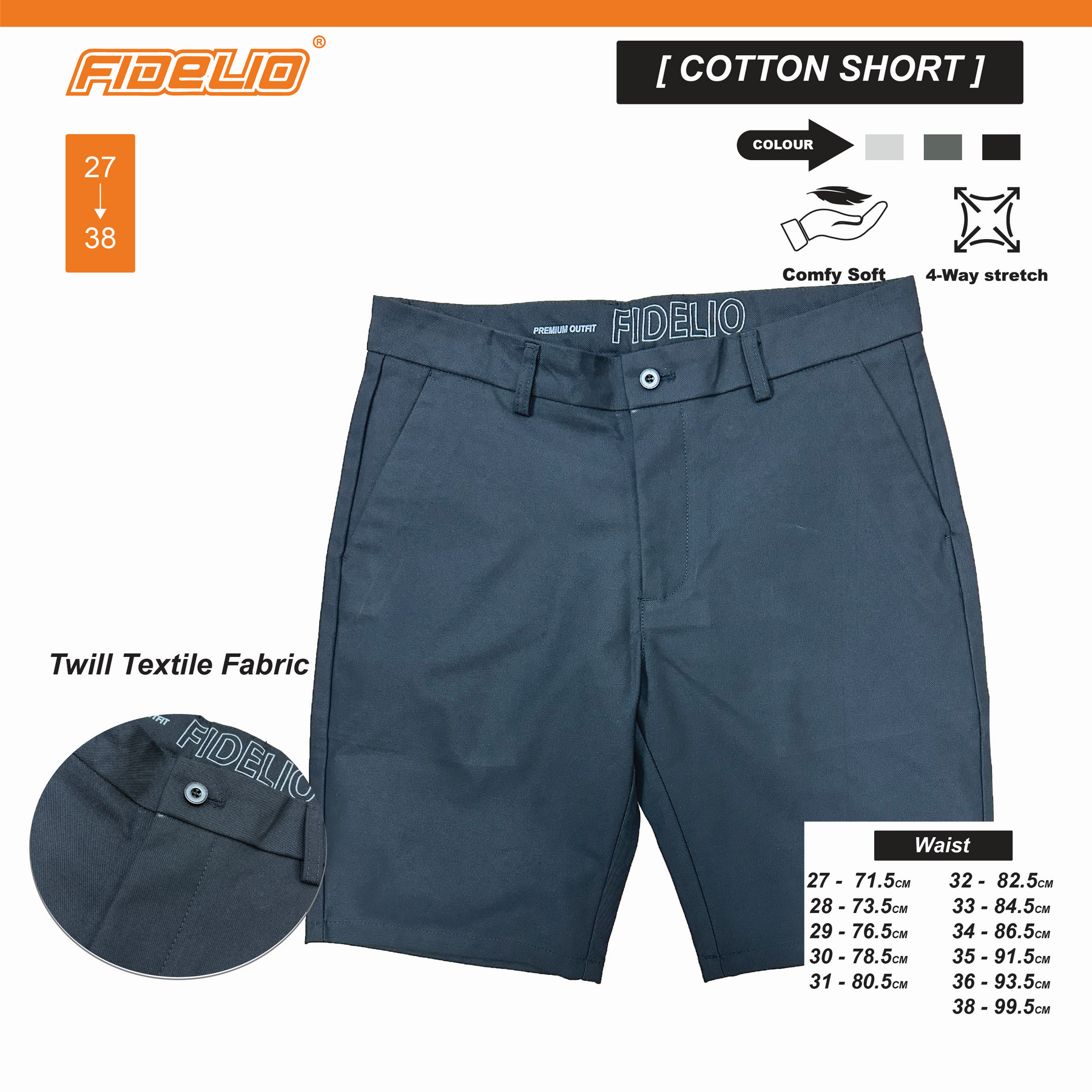 Fidelio Twill Chino Shorts - Black