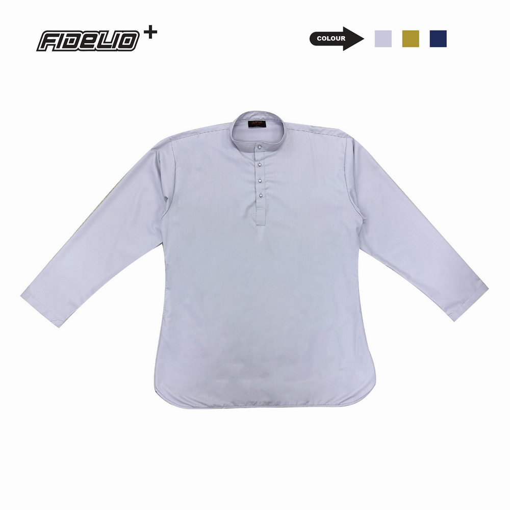 JASPAR Plus Size Modern Cekak Musang Kurta Tops -Light Grey