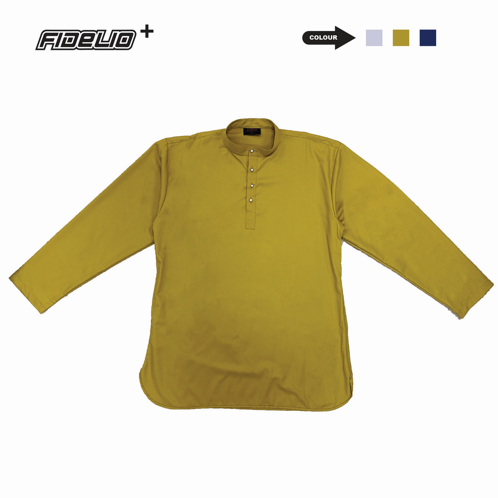 JASPAR Plus Size Modern Cekak Musang Kurta Tops -Mustard