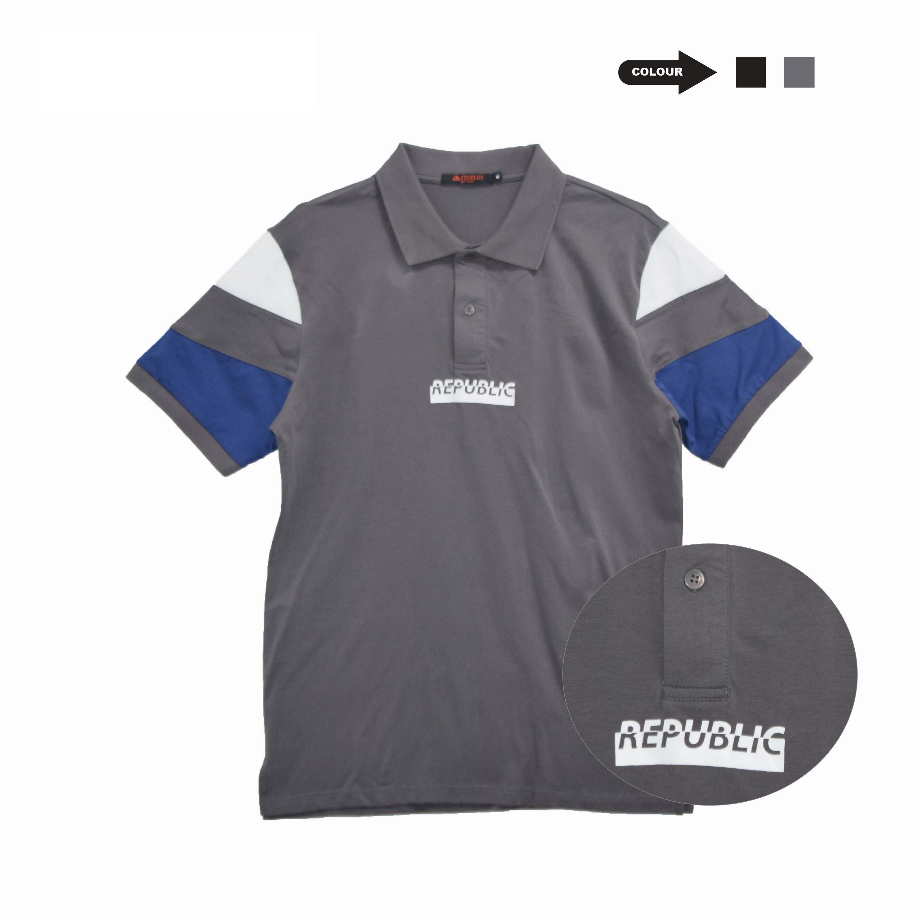 Fidelio Republic Chic Sleeve Polo Shirts -Grey