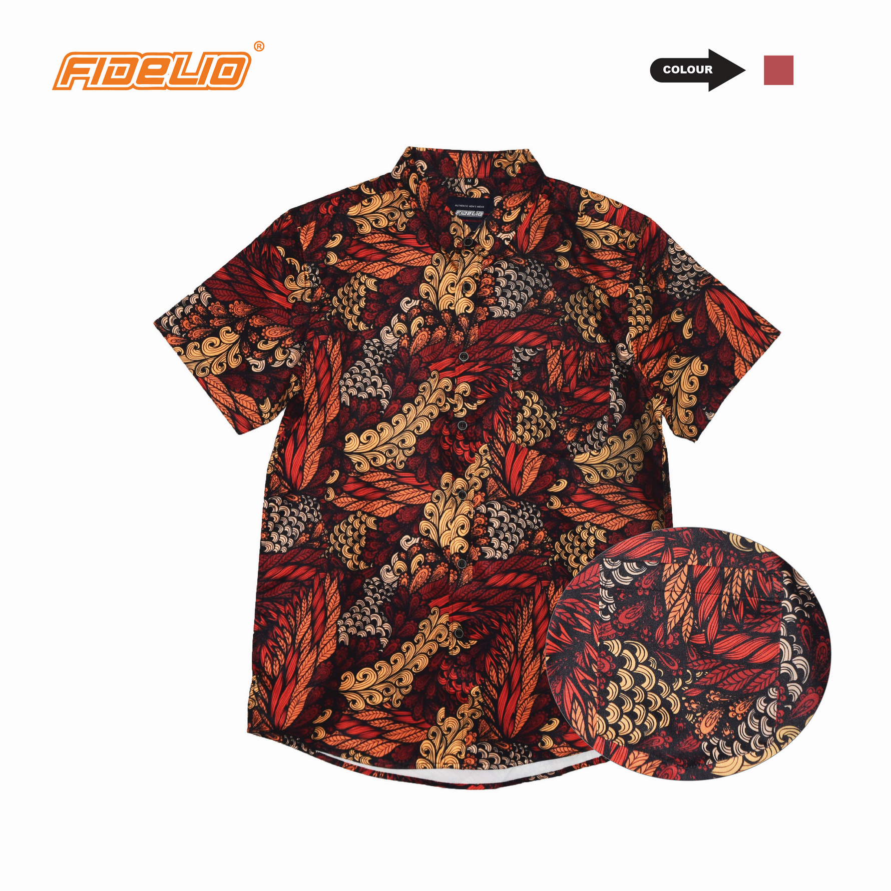 Fidelio Heritage Print Short Sleeve Shirts -Black/Orange