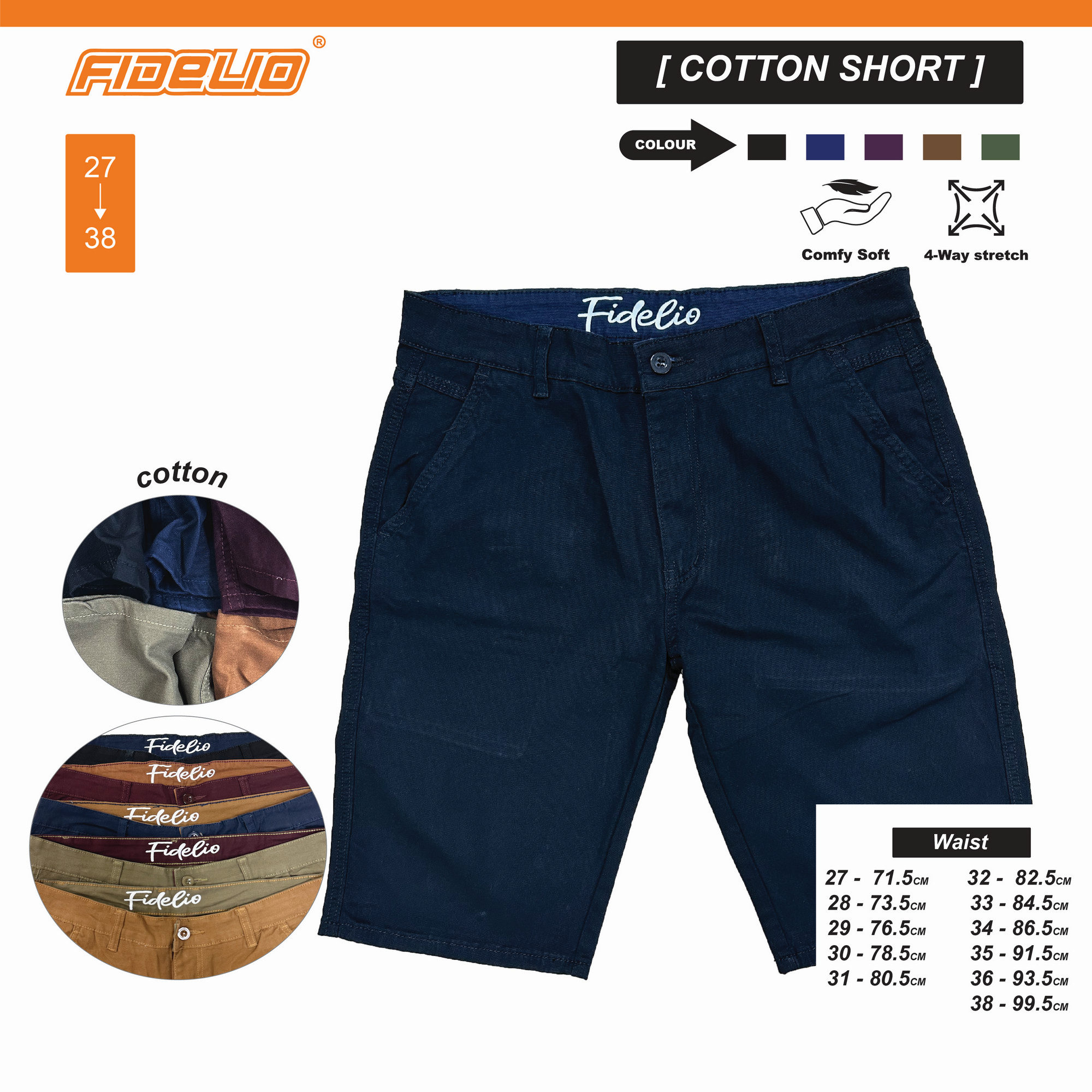 Fidelio Flexi-Cotton Shorts -Black