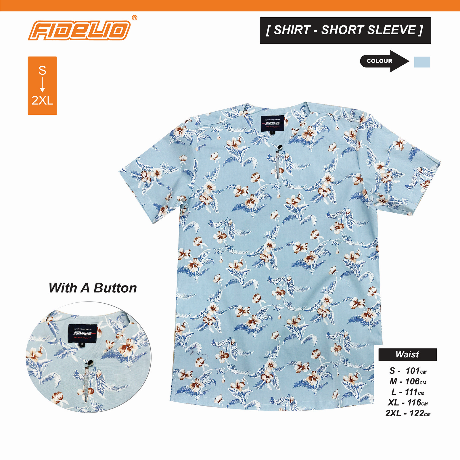 Fidelio Floral Kurta Shirts -Light Blue