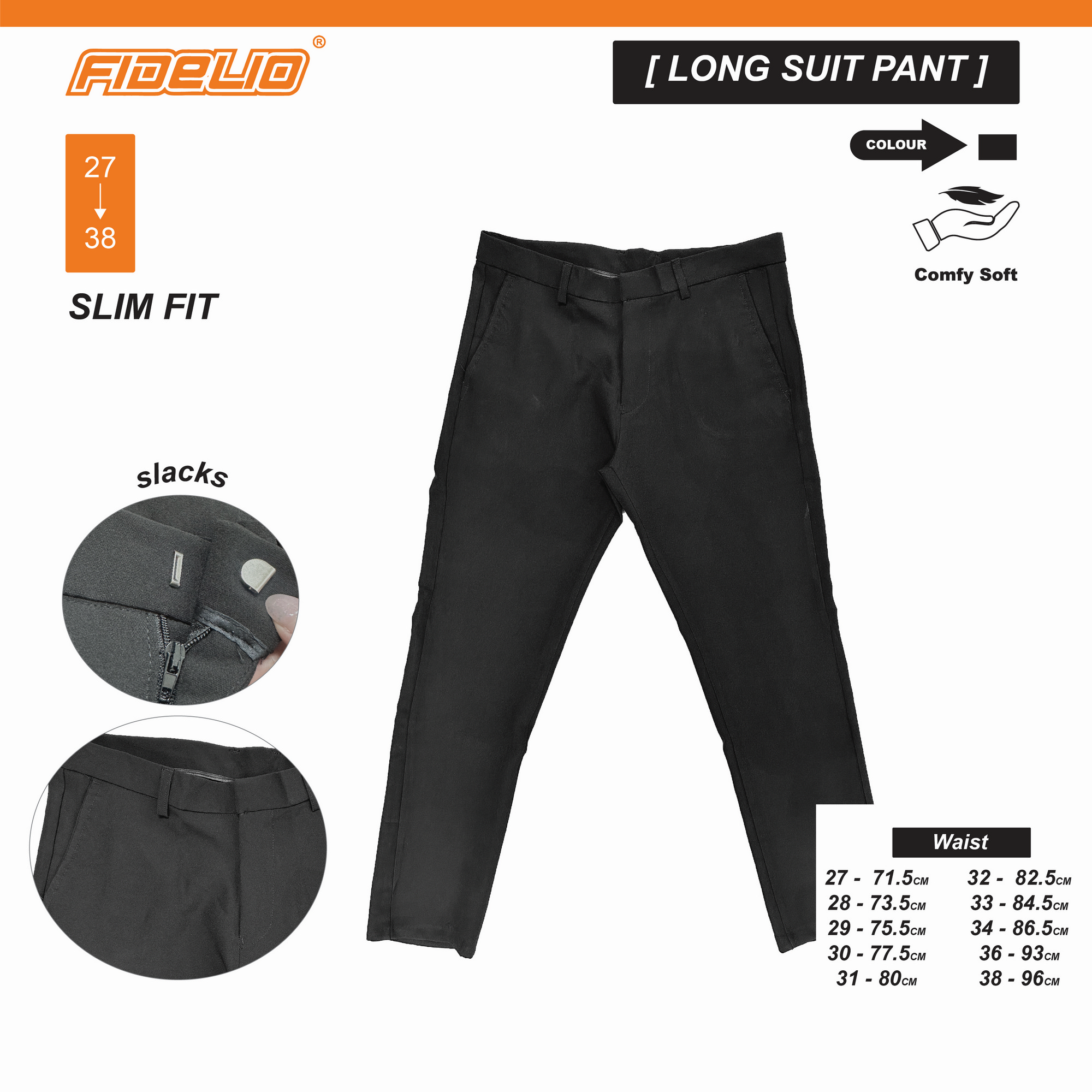 Fidelio Slim Fit Slack -Black