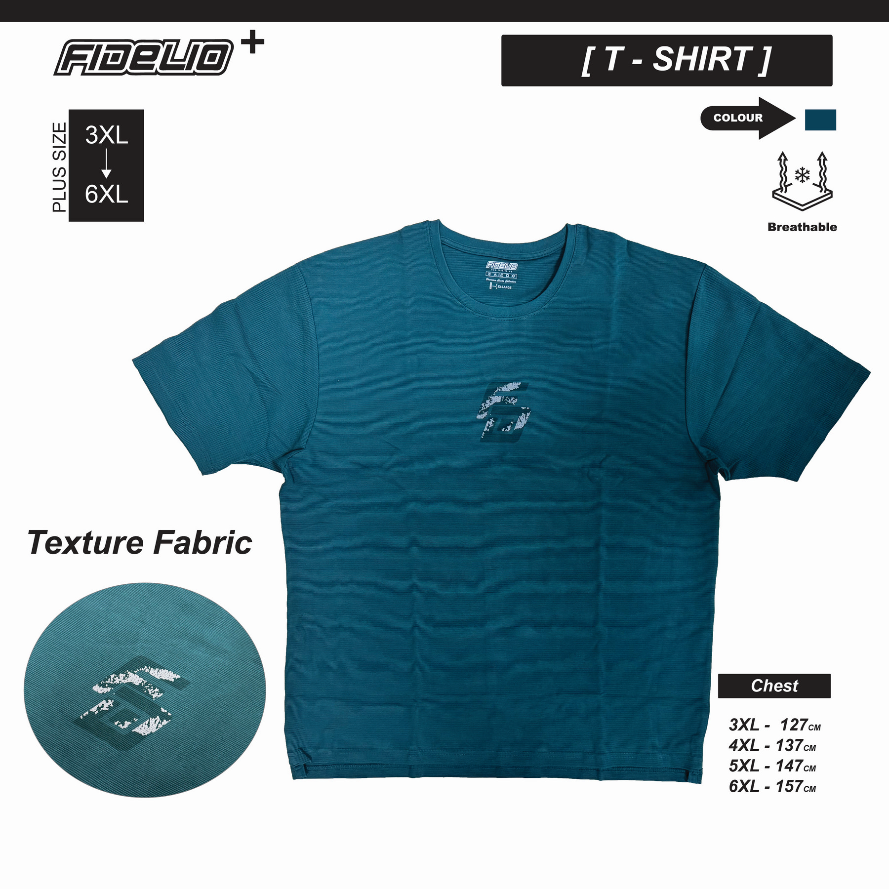 Fidelio Plus Size Textured Graphic Tee - Turquoise