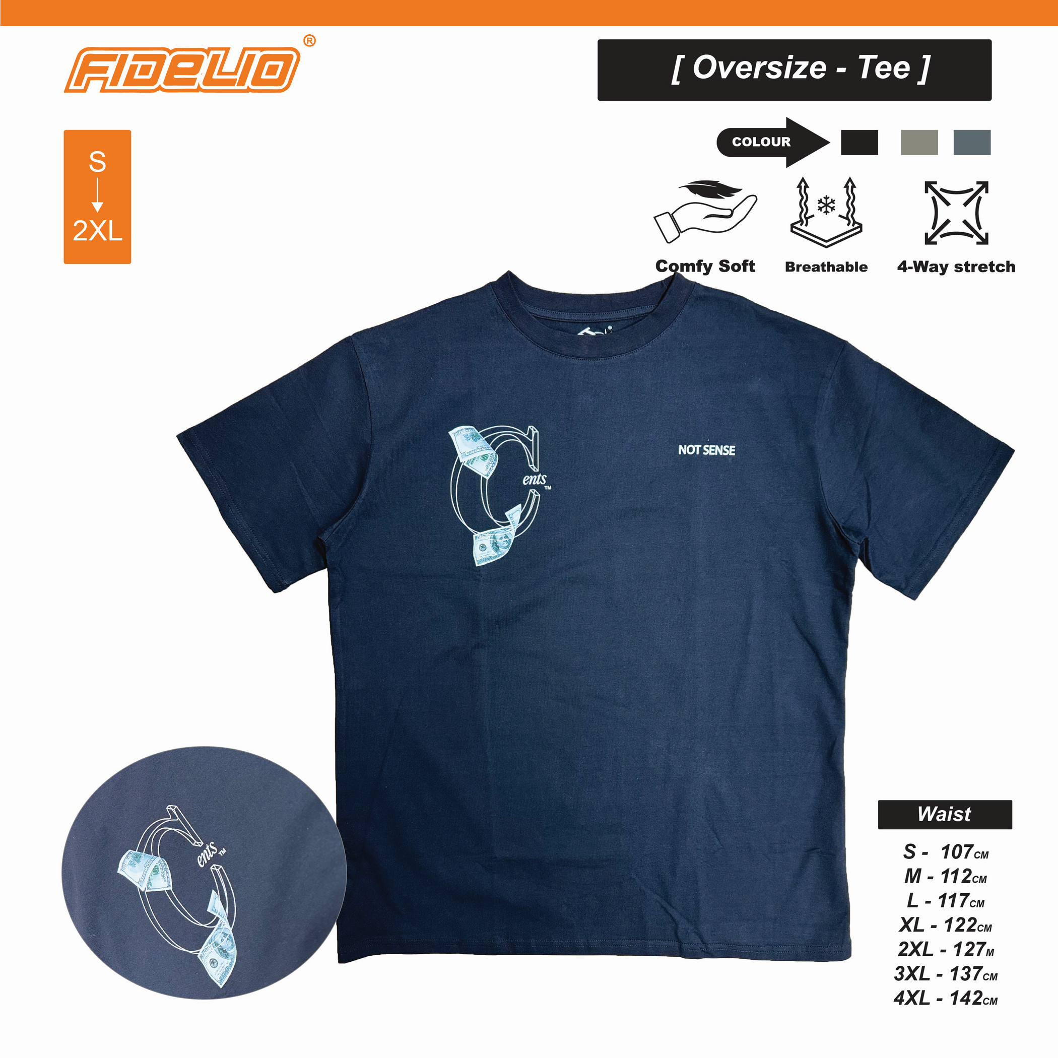 FIT IN EK Making Cents Oversize Tees - Black