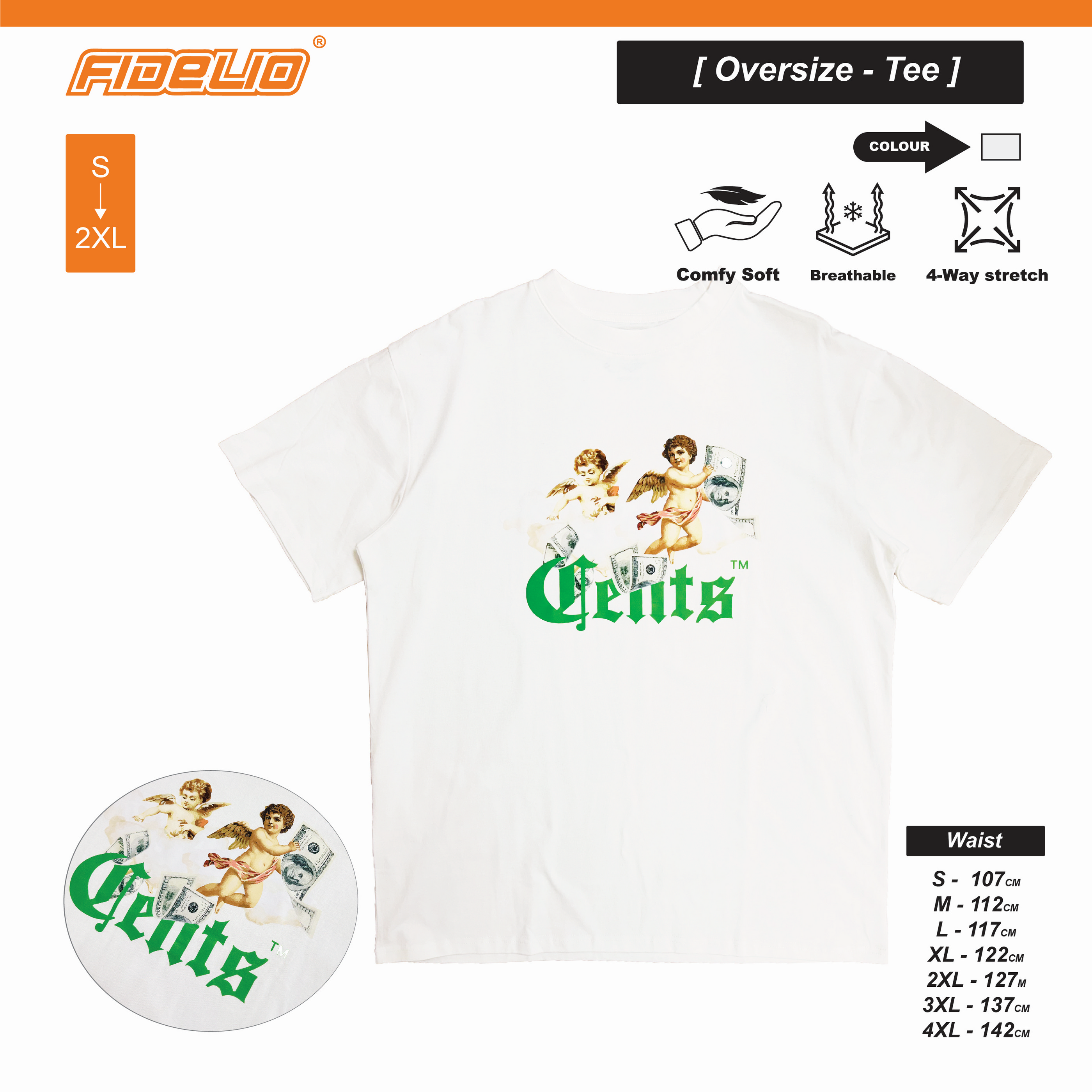 FIT IN EK Money From Above Oversize Tees - White