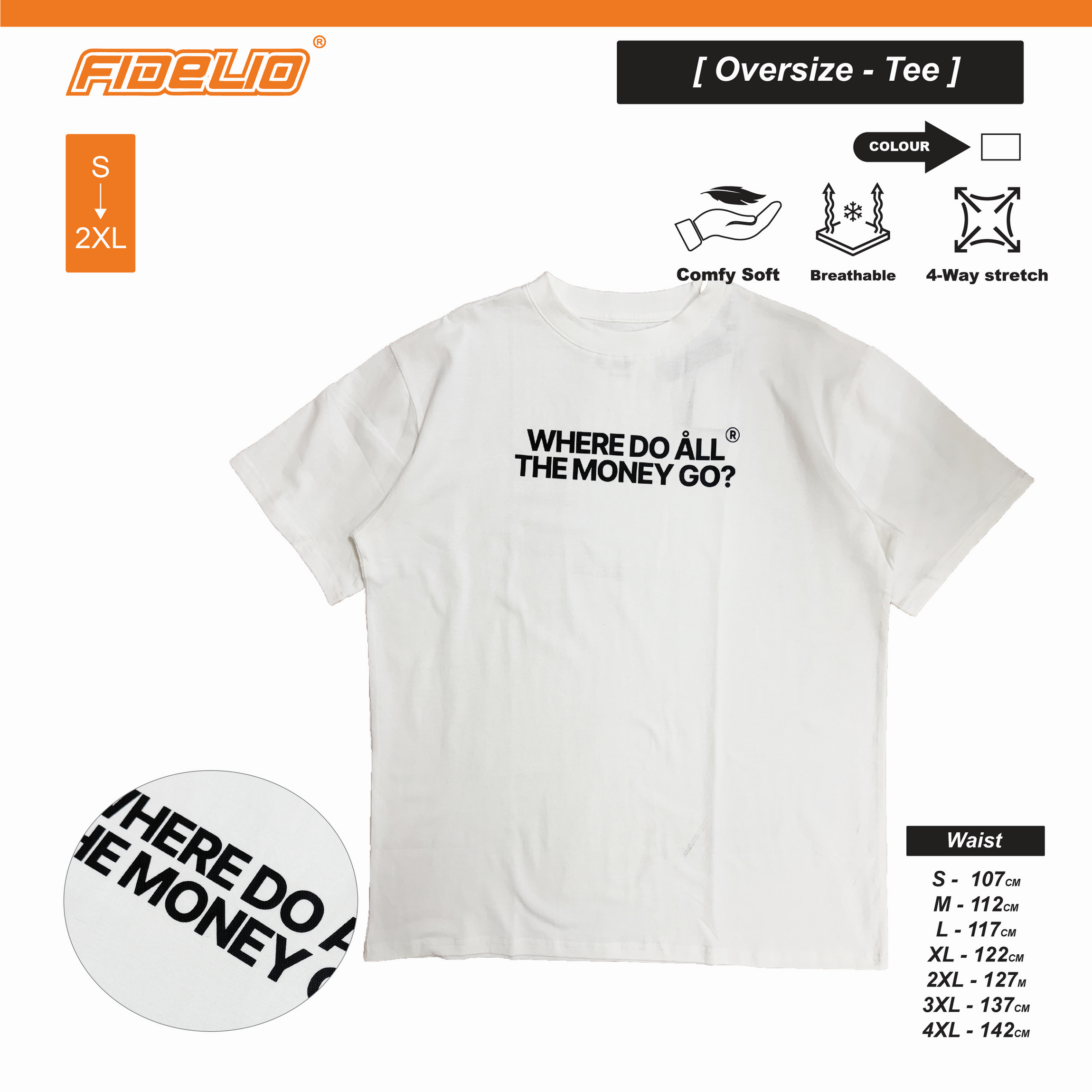 FIT IN EK Where Do All The Money Go Oversize Tees - White