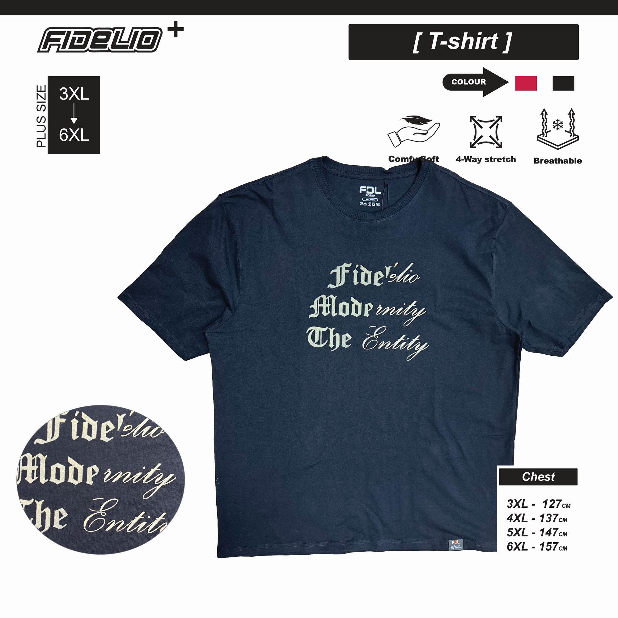 FDL Plus Size Typeplay Printed Tees - Black