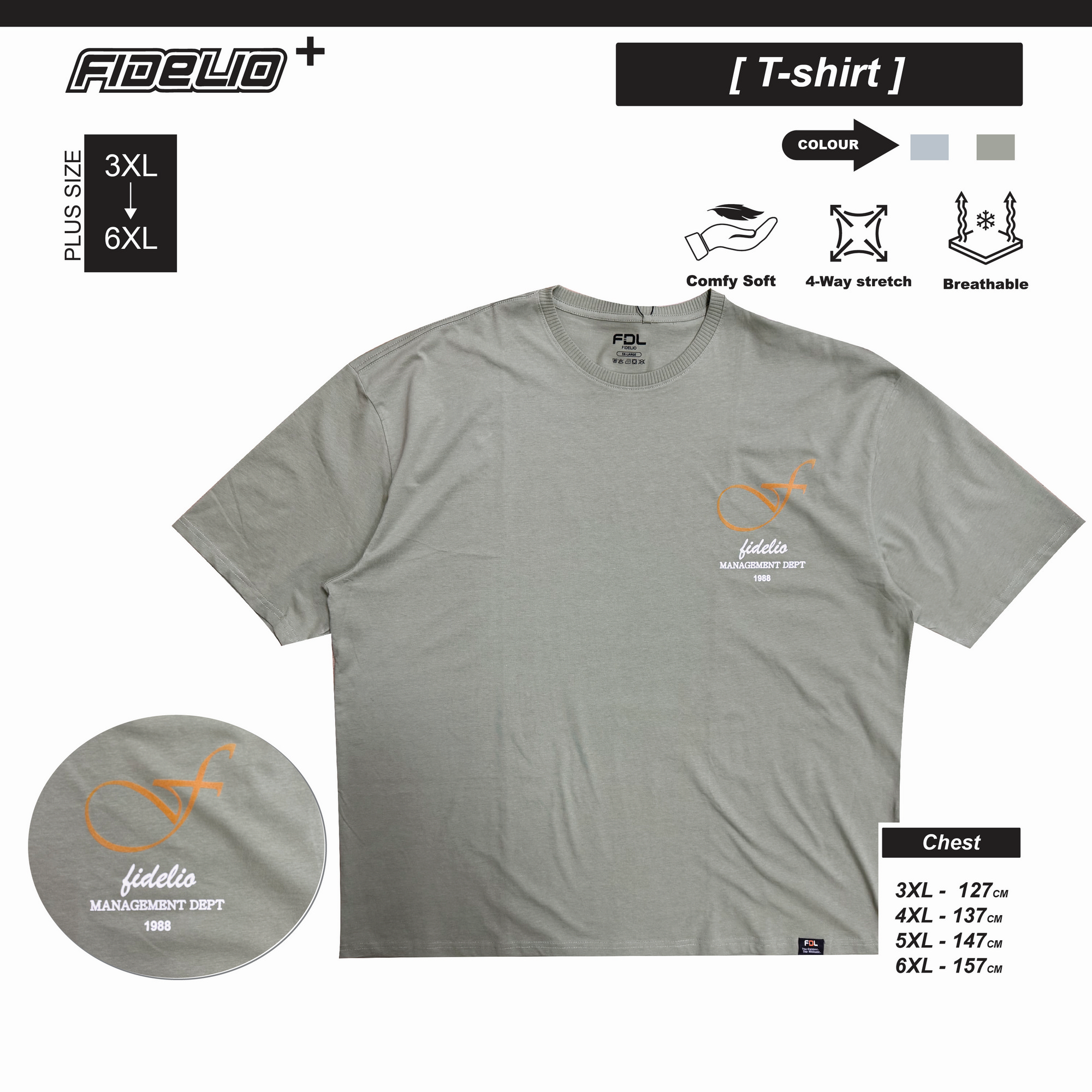 FDL Plus Size Signature Rib Tees - Water Green