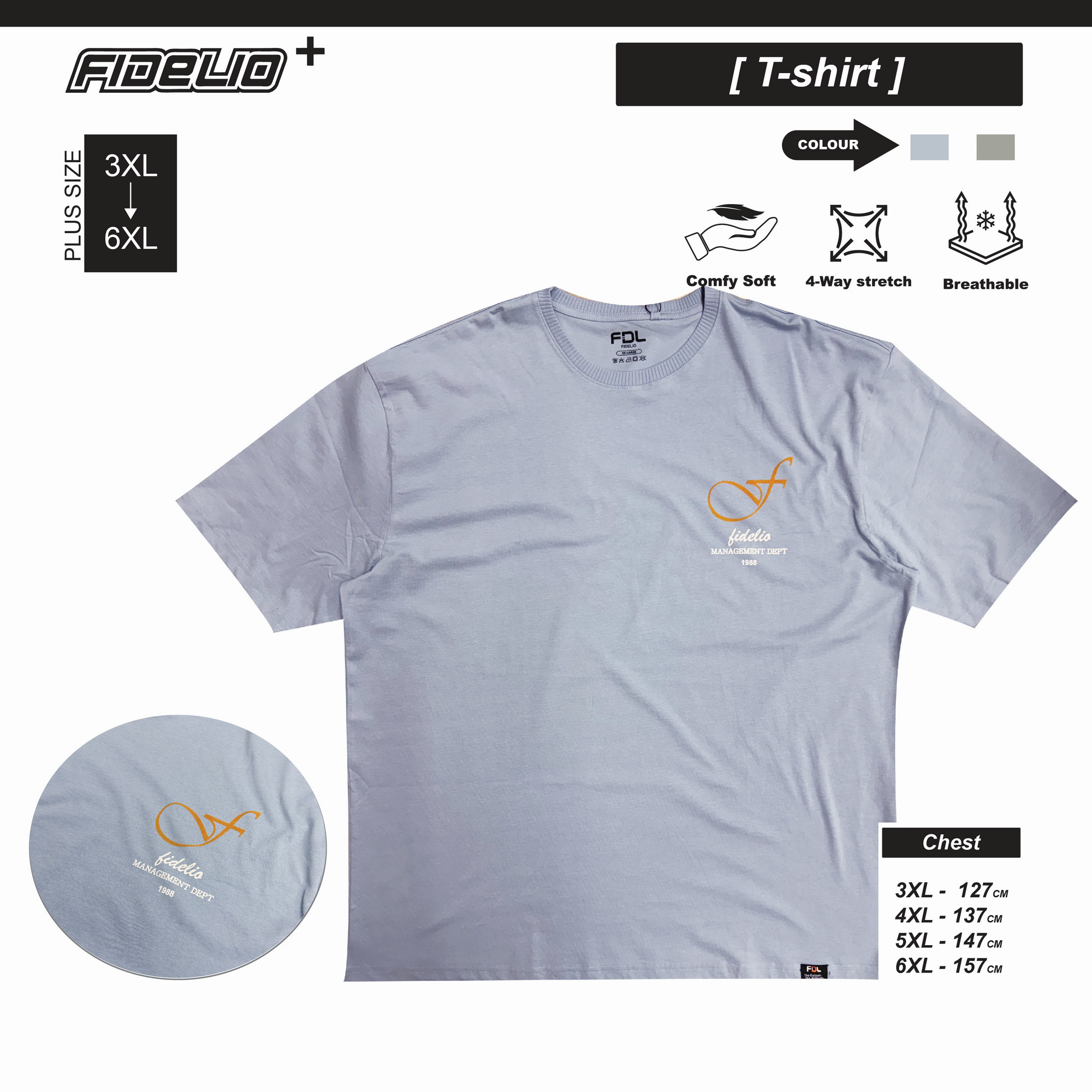 FDL Plus Size Signature Rib Tees - Water Blue