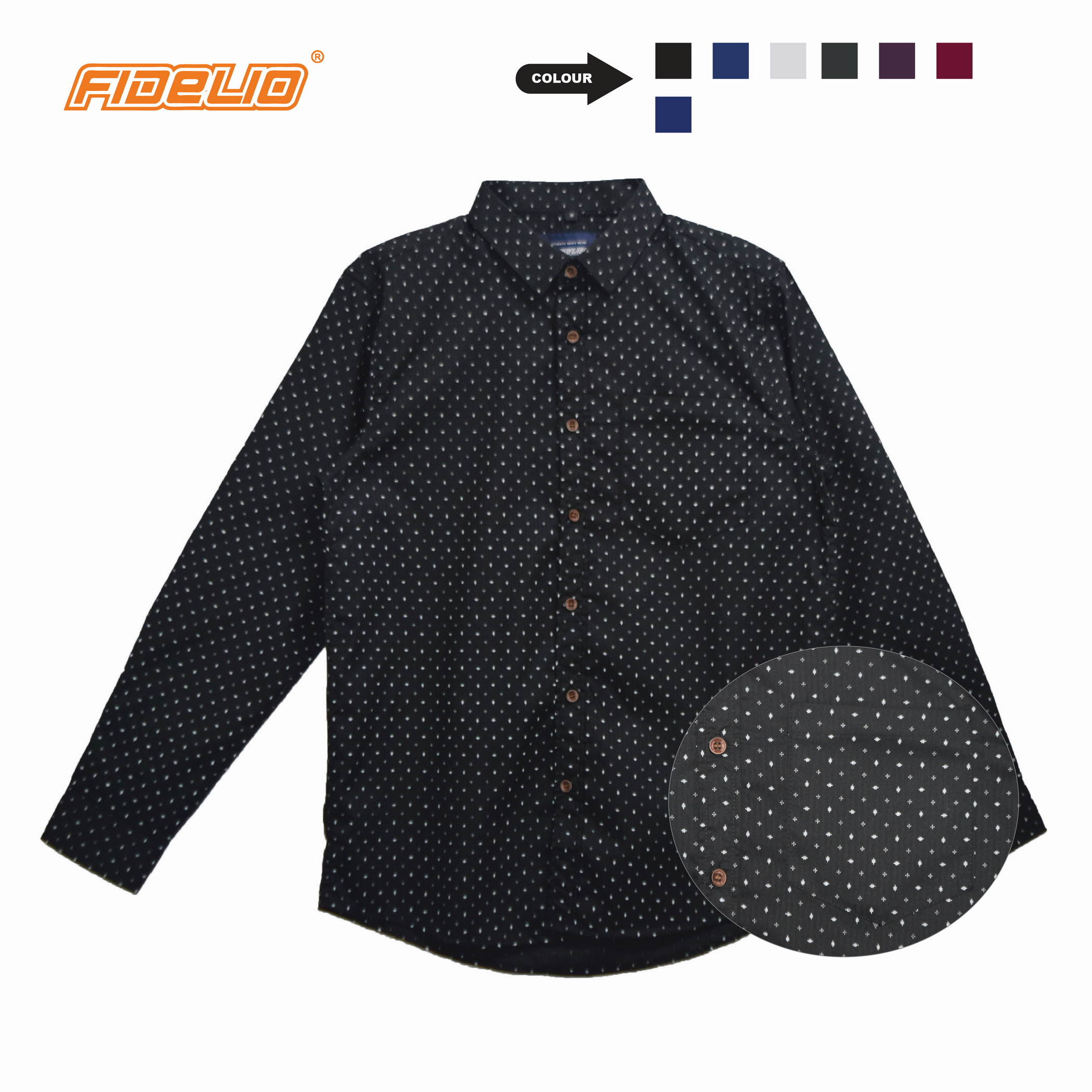 Fidelio Micro-Printed Long Sleeve Shirts -Black/White