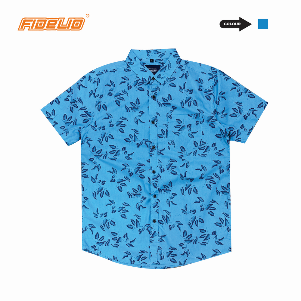 Fidelio LeafBreeze Print Short Sleeve Shirts -Blue