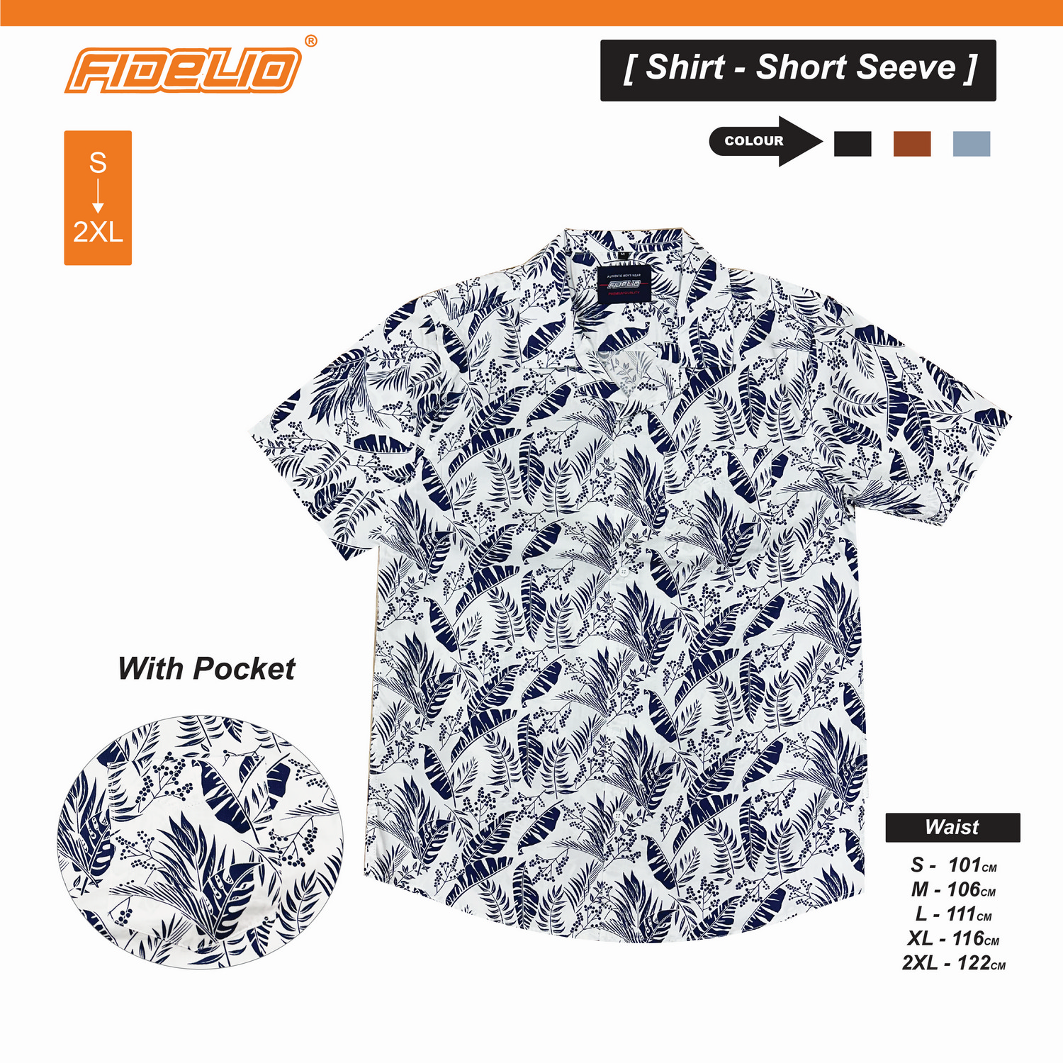 Fidelio Hawaiian Short Sleeve Shirt - White/ Navy