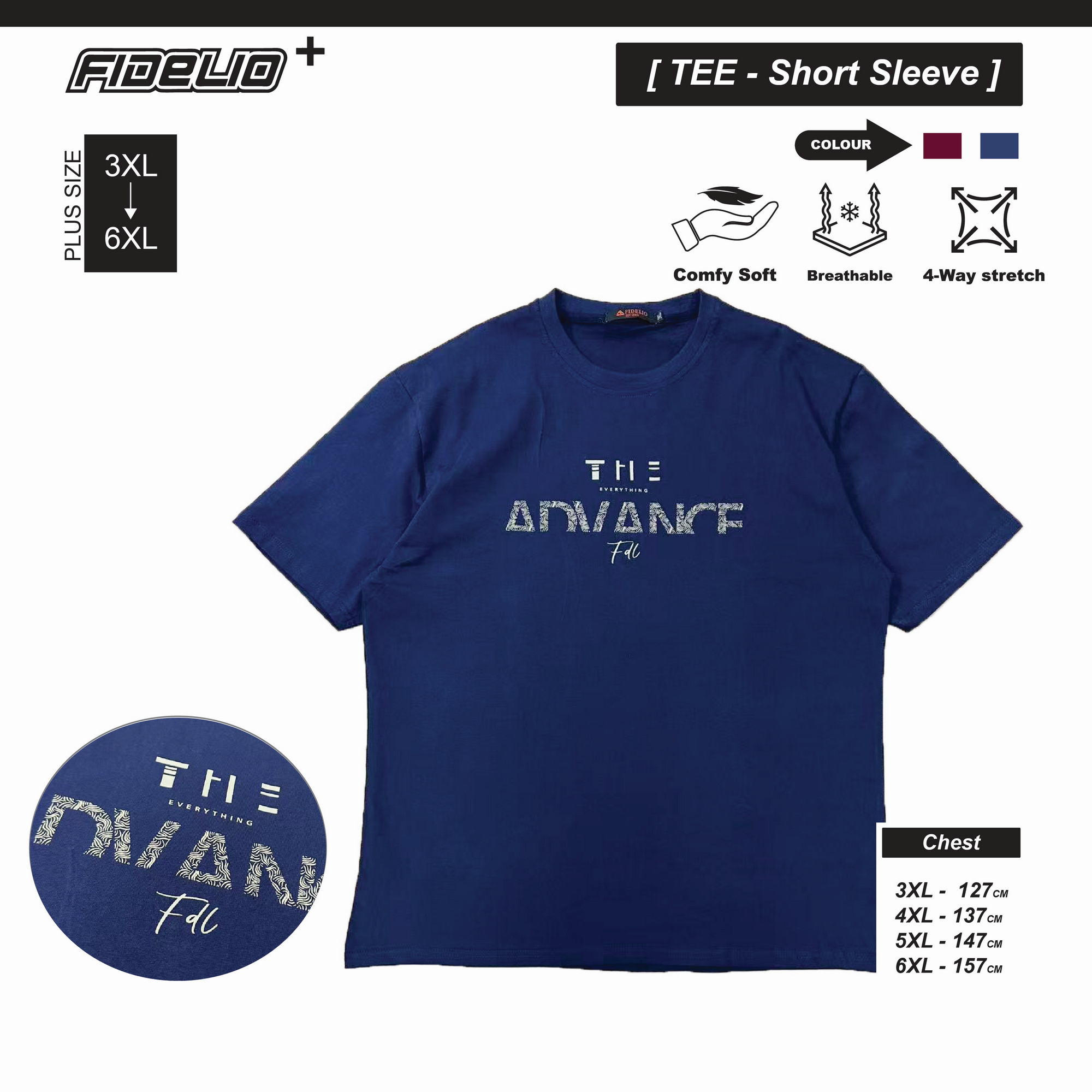 Fidelio Plus Size The Advance Graphic Tees -Dark Blue