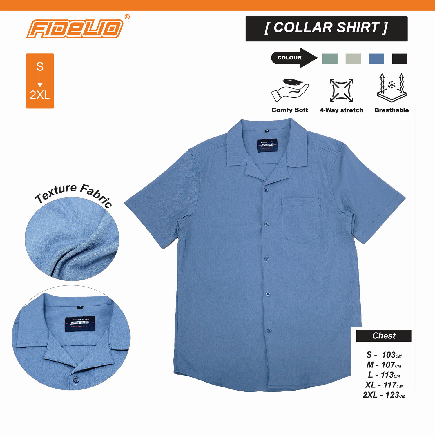 Fidelio Textured Breeze Casual Shirts -Blue