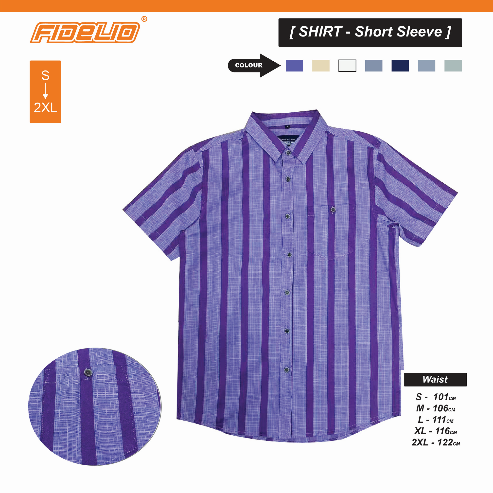 Fidelio Vertical Striped Short Sleeve Shirts -Light Purple/Plum