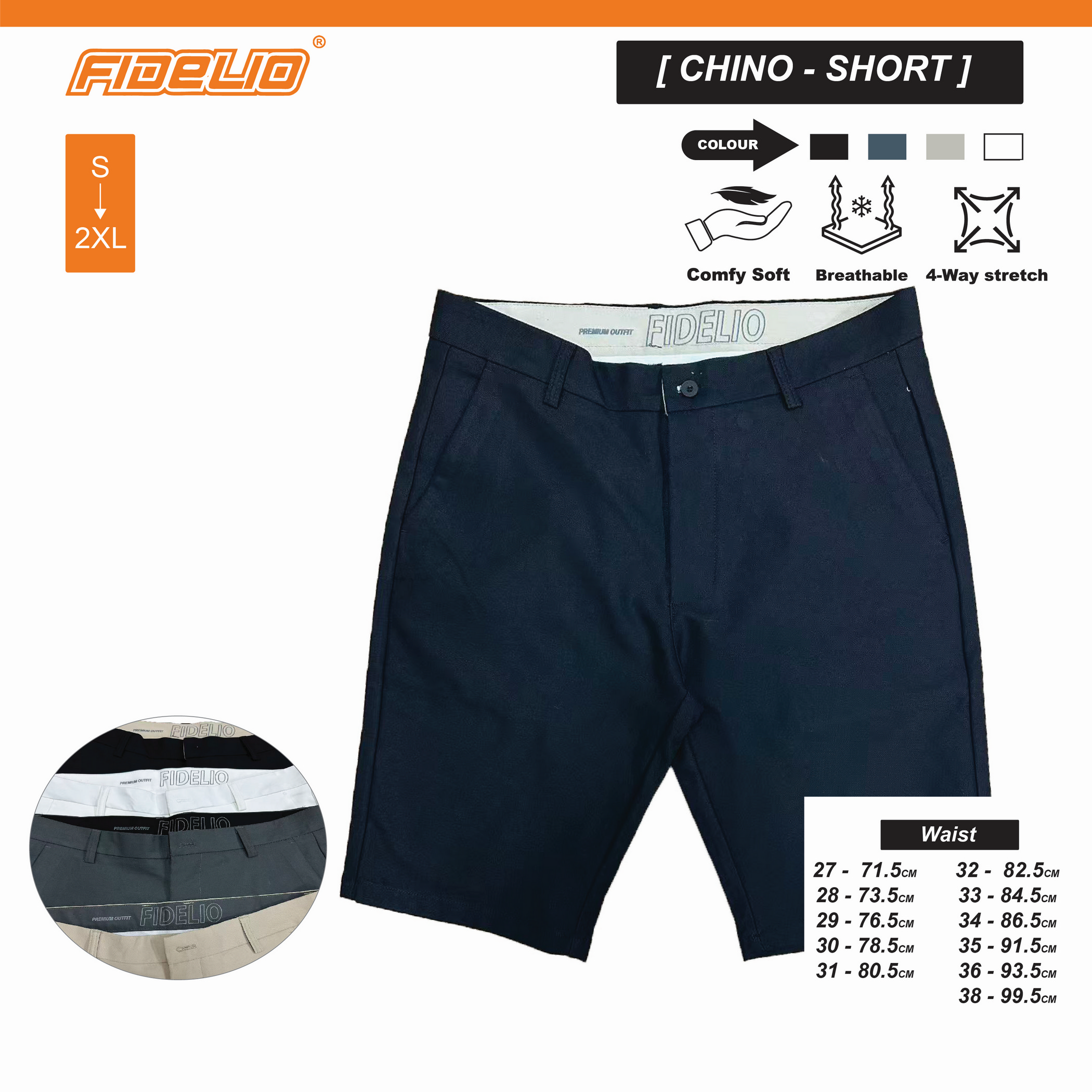 Fidelio Signature Twill Chino Shorts -Black