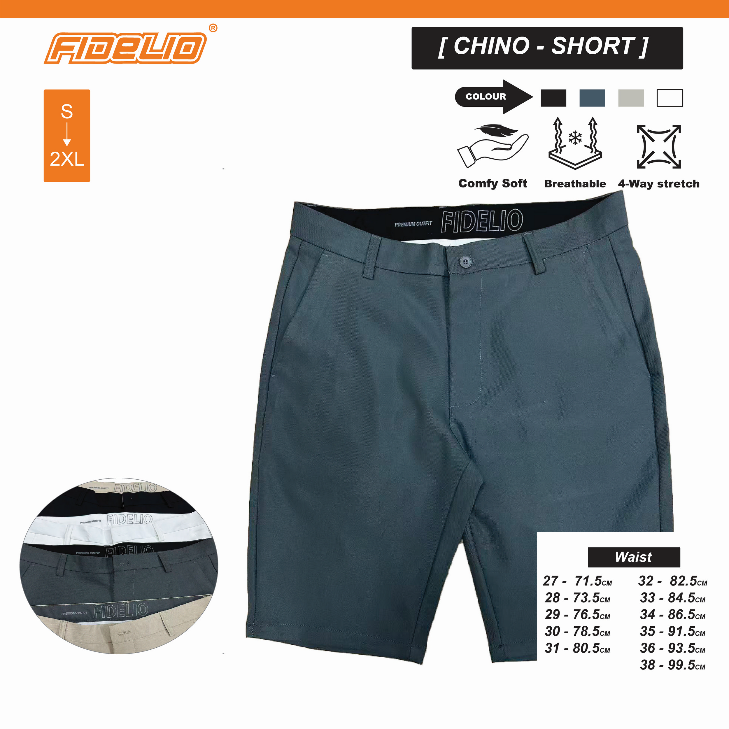 Fidelio Signature Twill Chino Shorts -Dark Grey