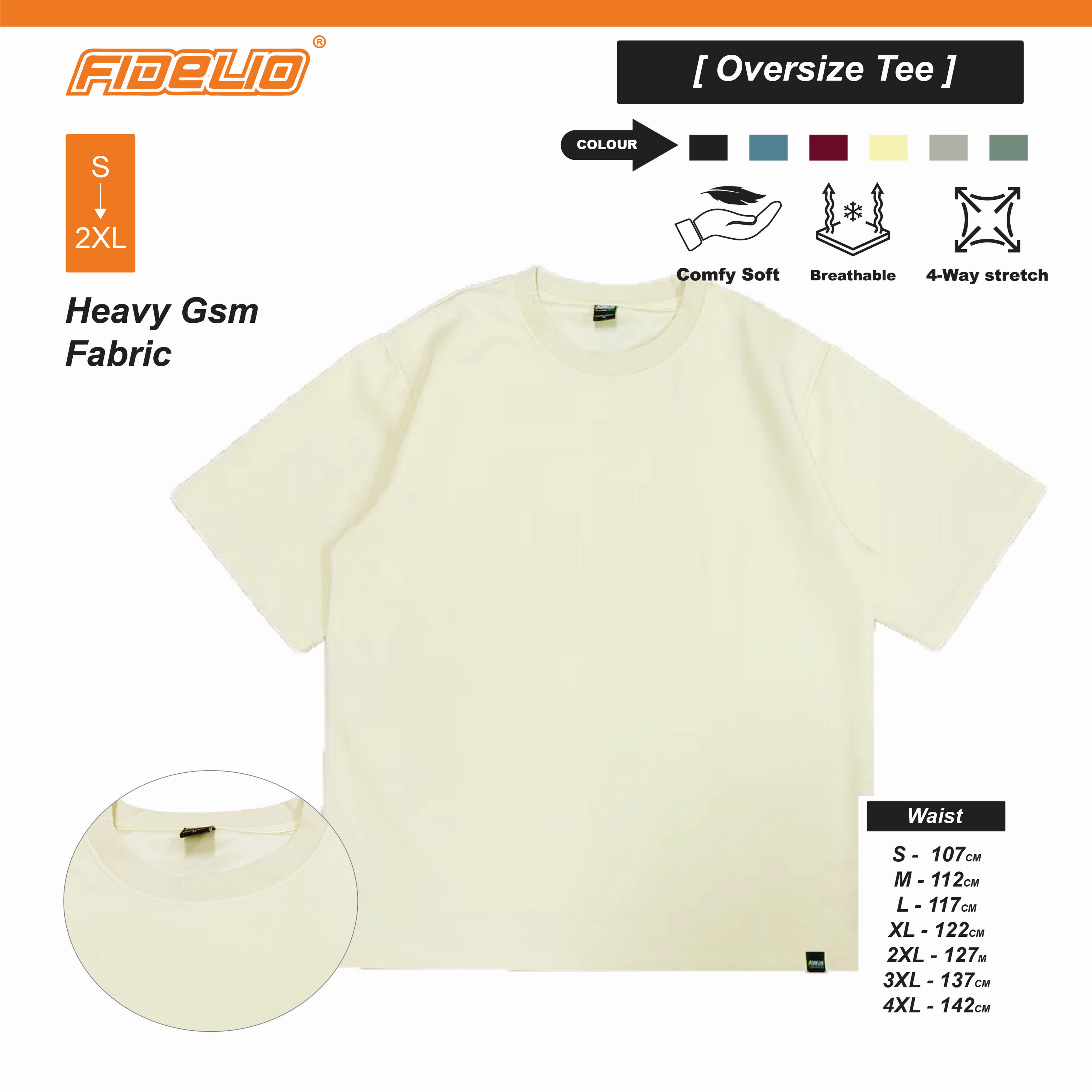 Fidelio Basic Oversized Tees -Pastel Yellow