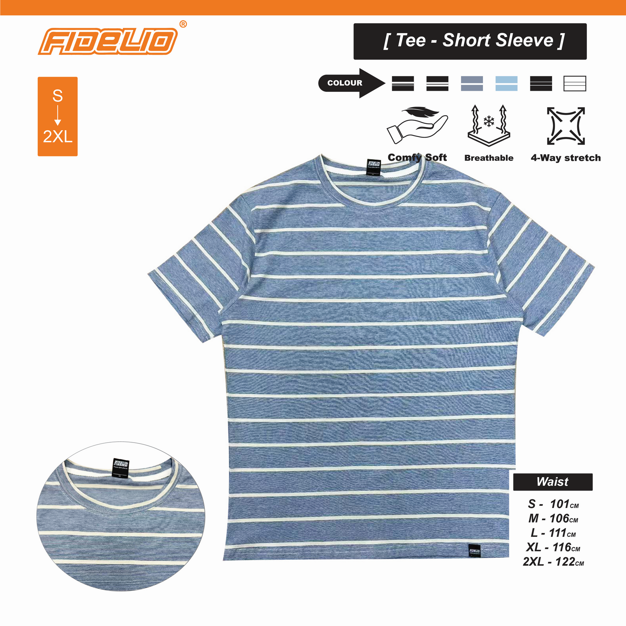 Fidelio Casual Striped Tees -Blue/White