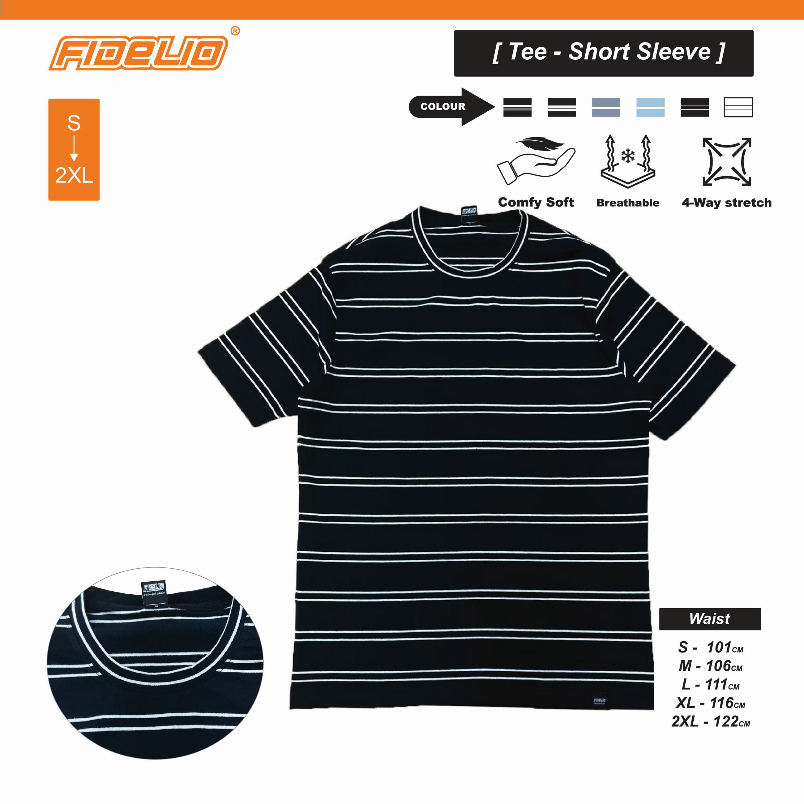 Fidelio Casual Striped Tees -Black/White