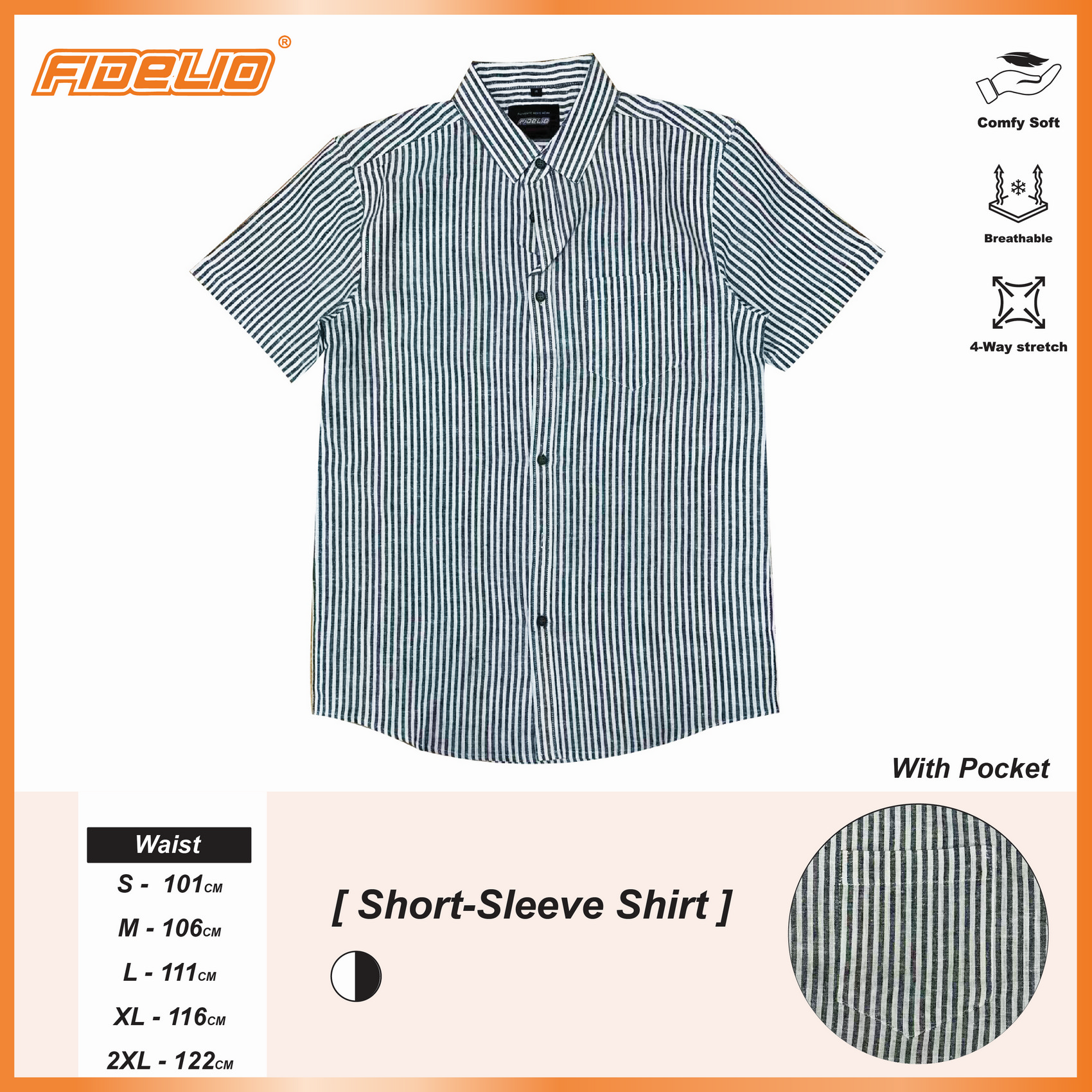 Fidelio Vertical Striped Short Sleeve Shirts -Navy/White
