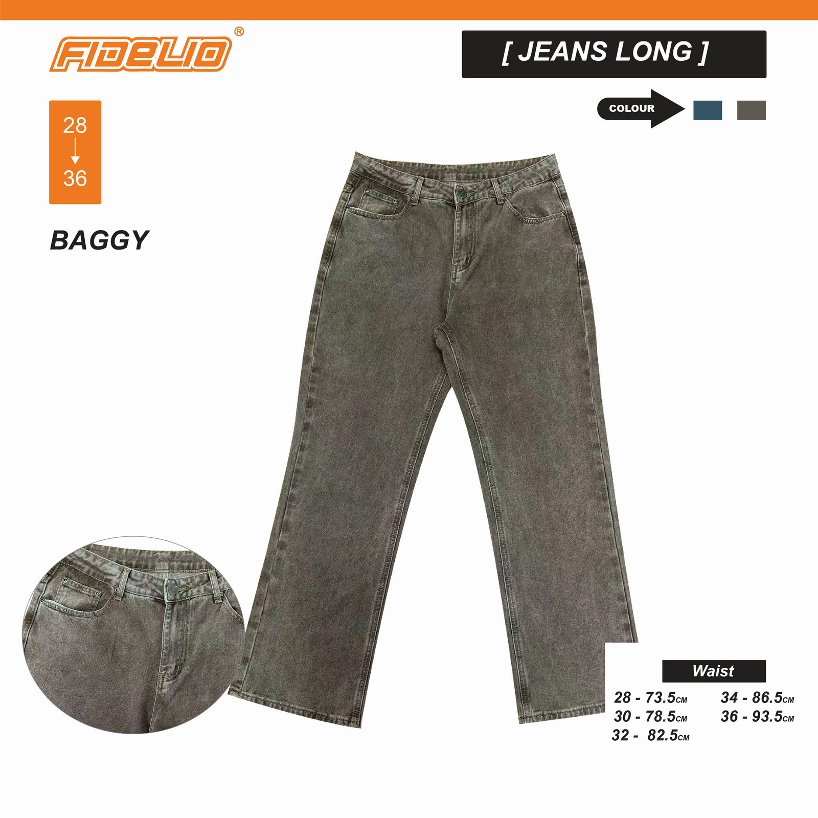 Fidelio Relaxed Baggy Denim Jeans -Brown