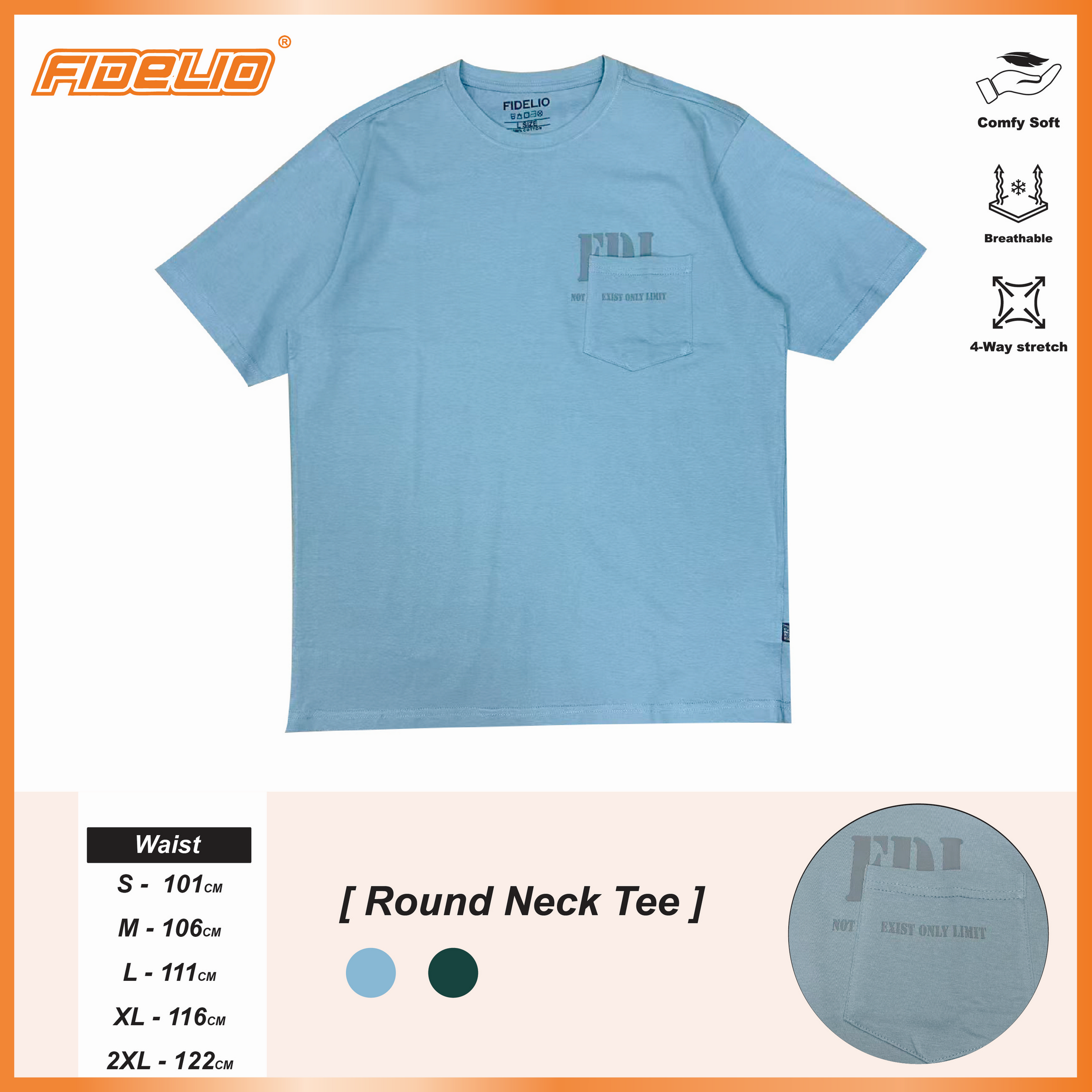Fidelio No Limitation Printed Tees -Dusty Blue