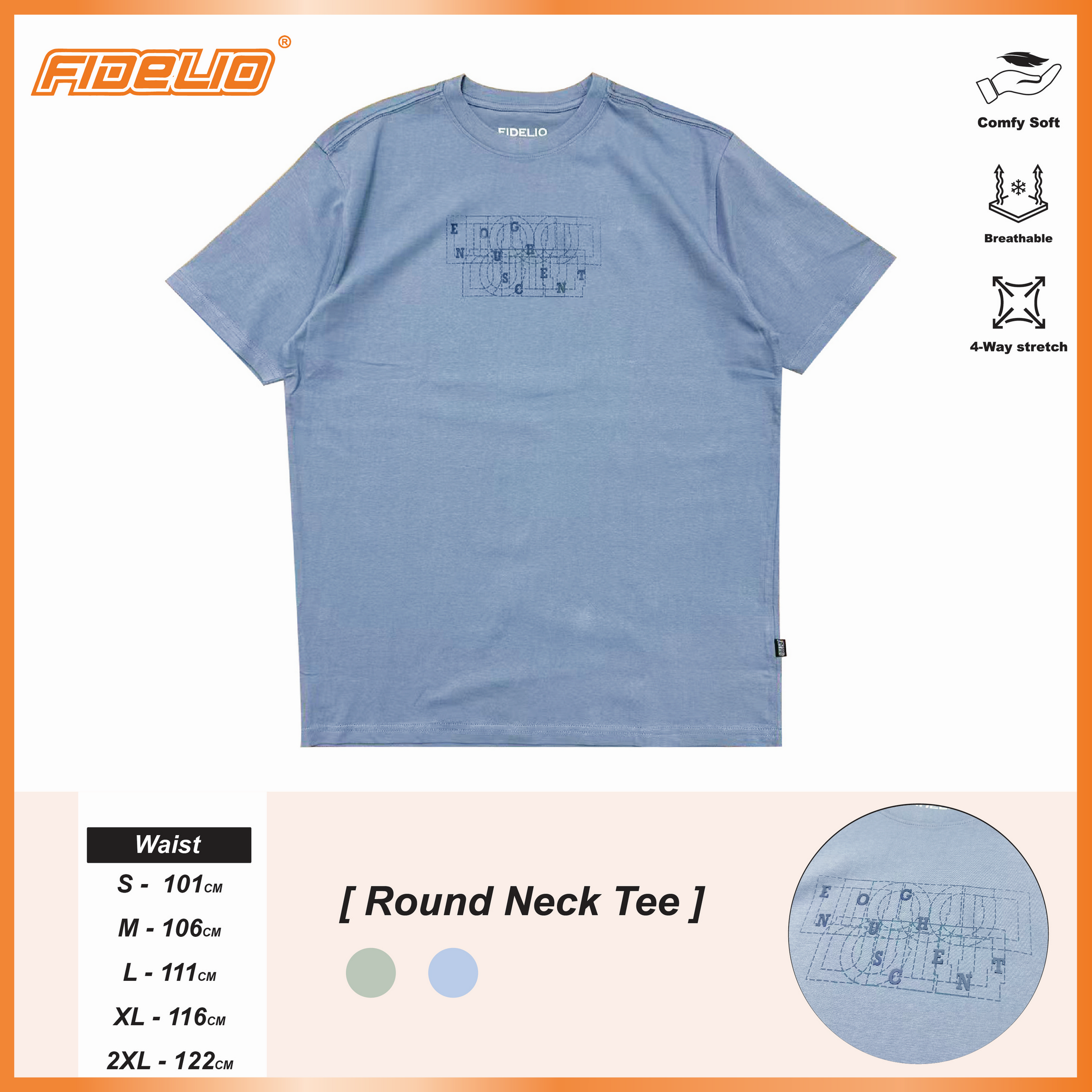 Fidelio Geometric Blueprint Tees -Dusty Blue