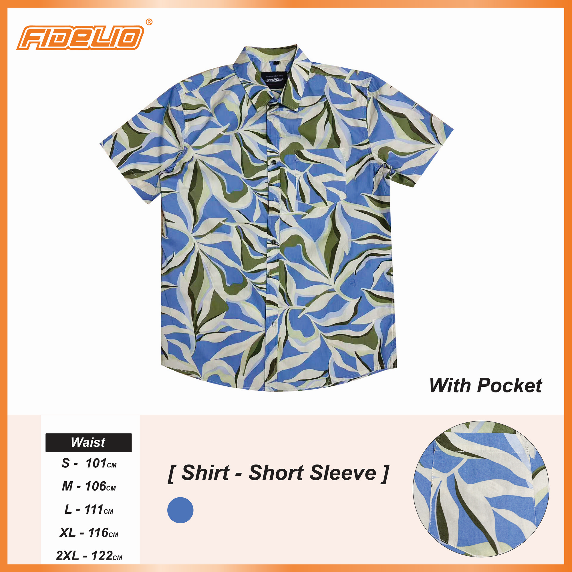 Fidelio Abstract Floral Printed Short Sleeve Shirts -Cream/Blue/Olive