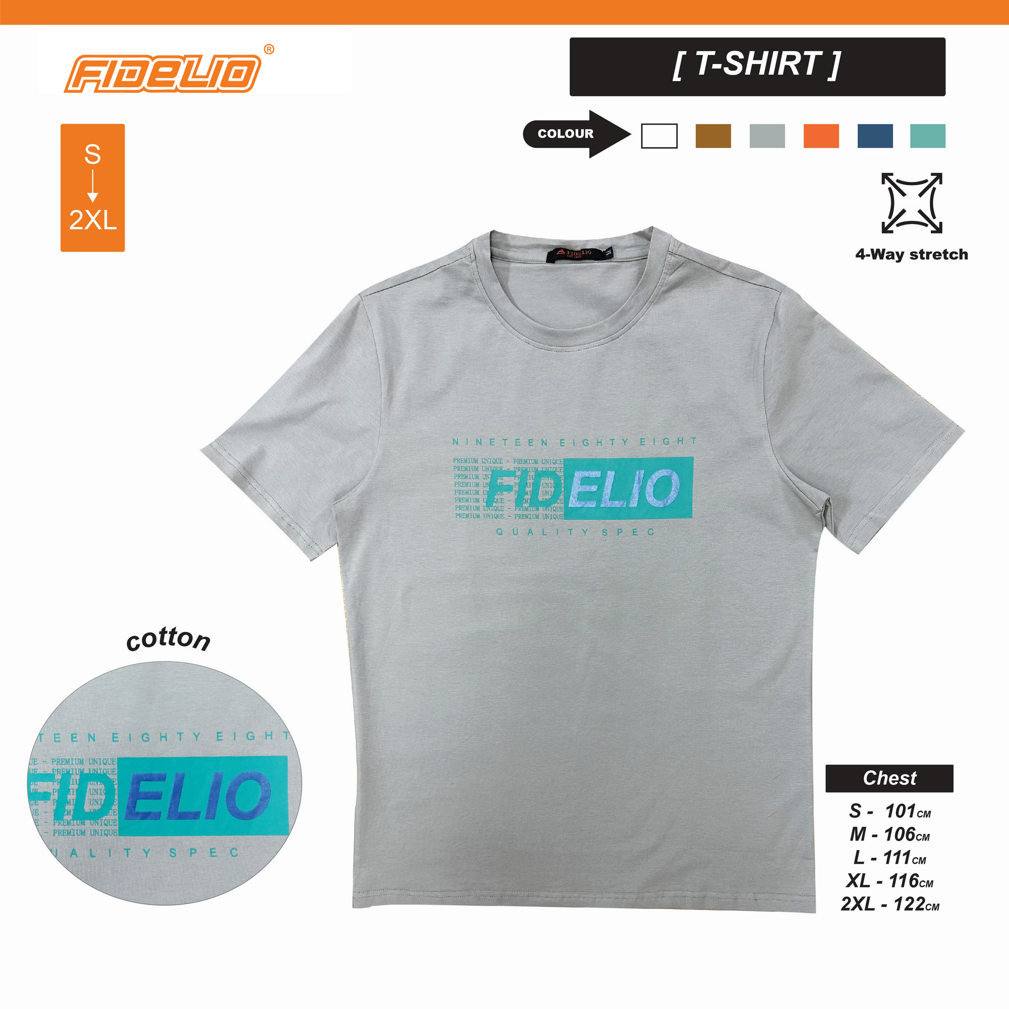 Fidelio Premium Unique Printed Tees - Grey