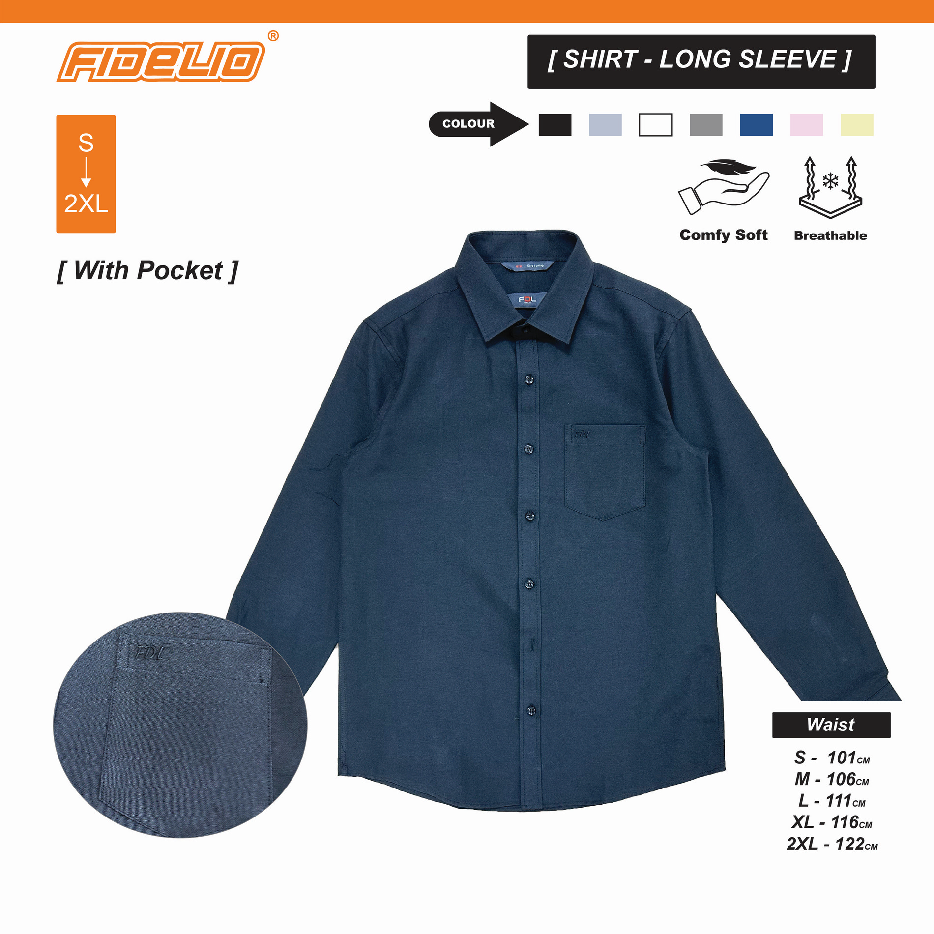 FDL Oxford Long Sleeve Shirts -Black