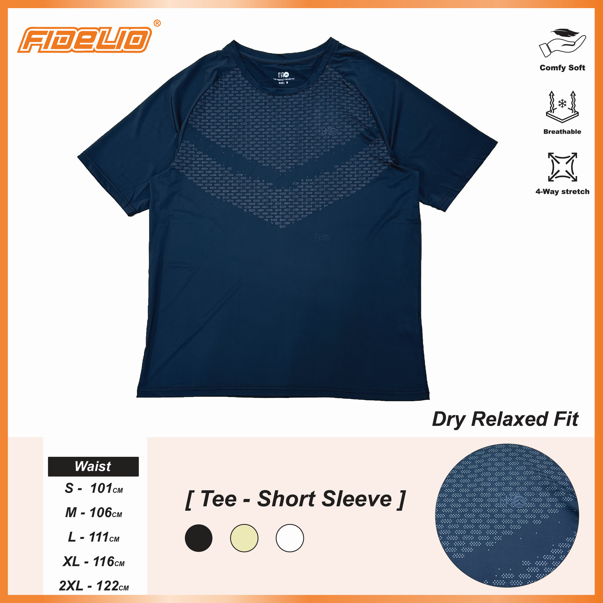 FIT IN Downshift Active Tees -Black