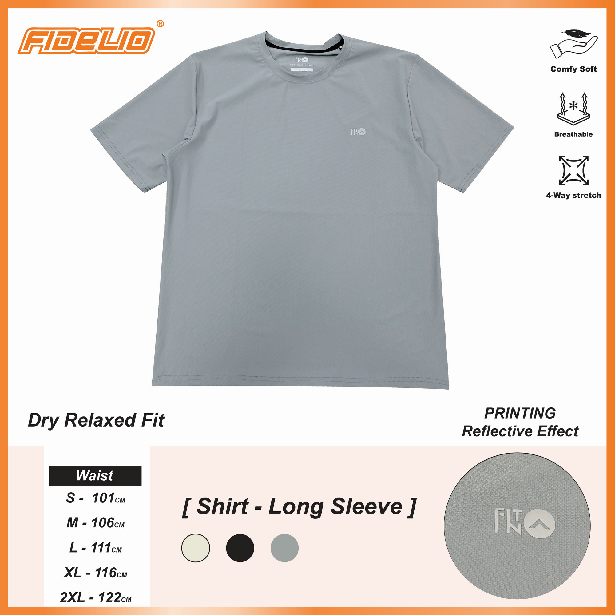 FIT IN Reflective Logo Active Tees -Light Grey