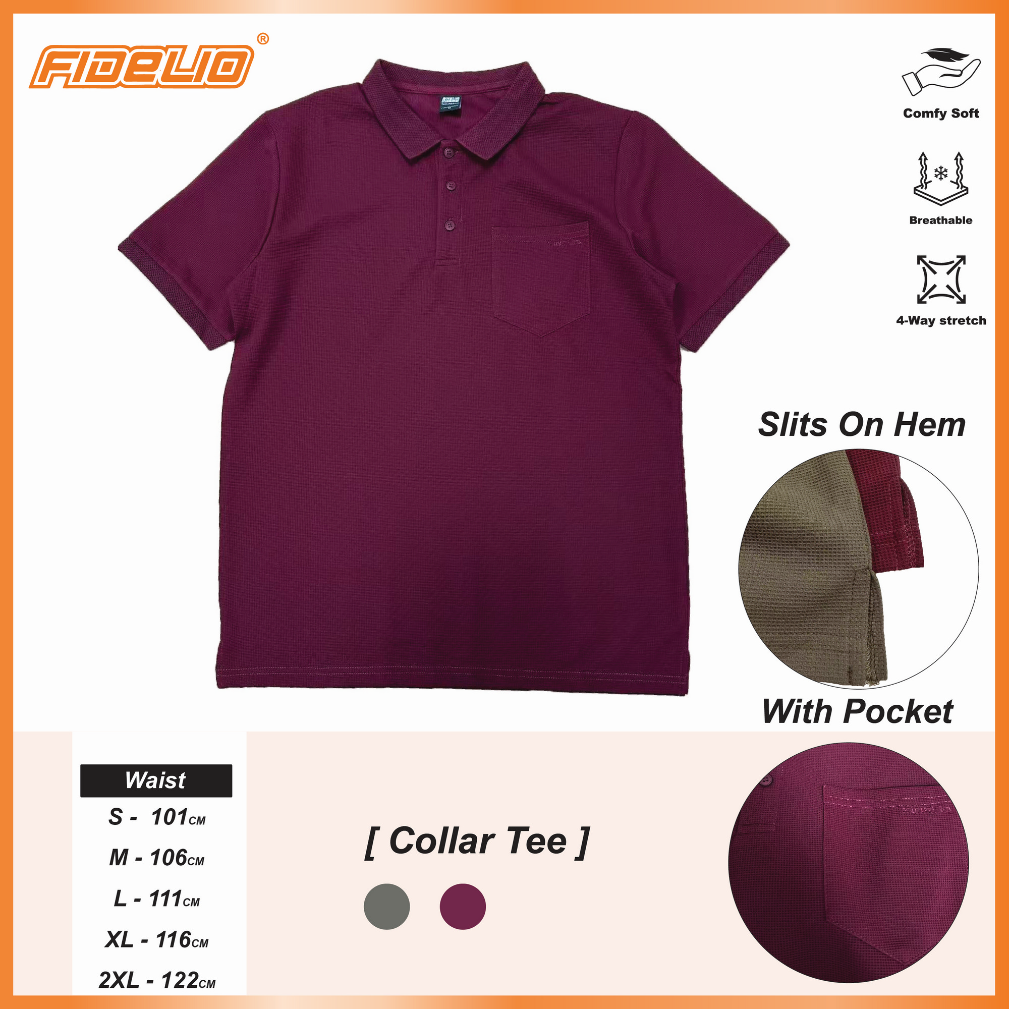 Fidelio Dobby Polo Tees -Maroon