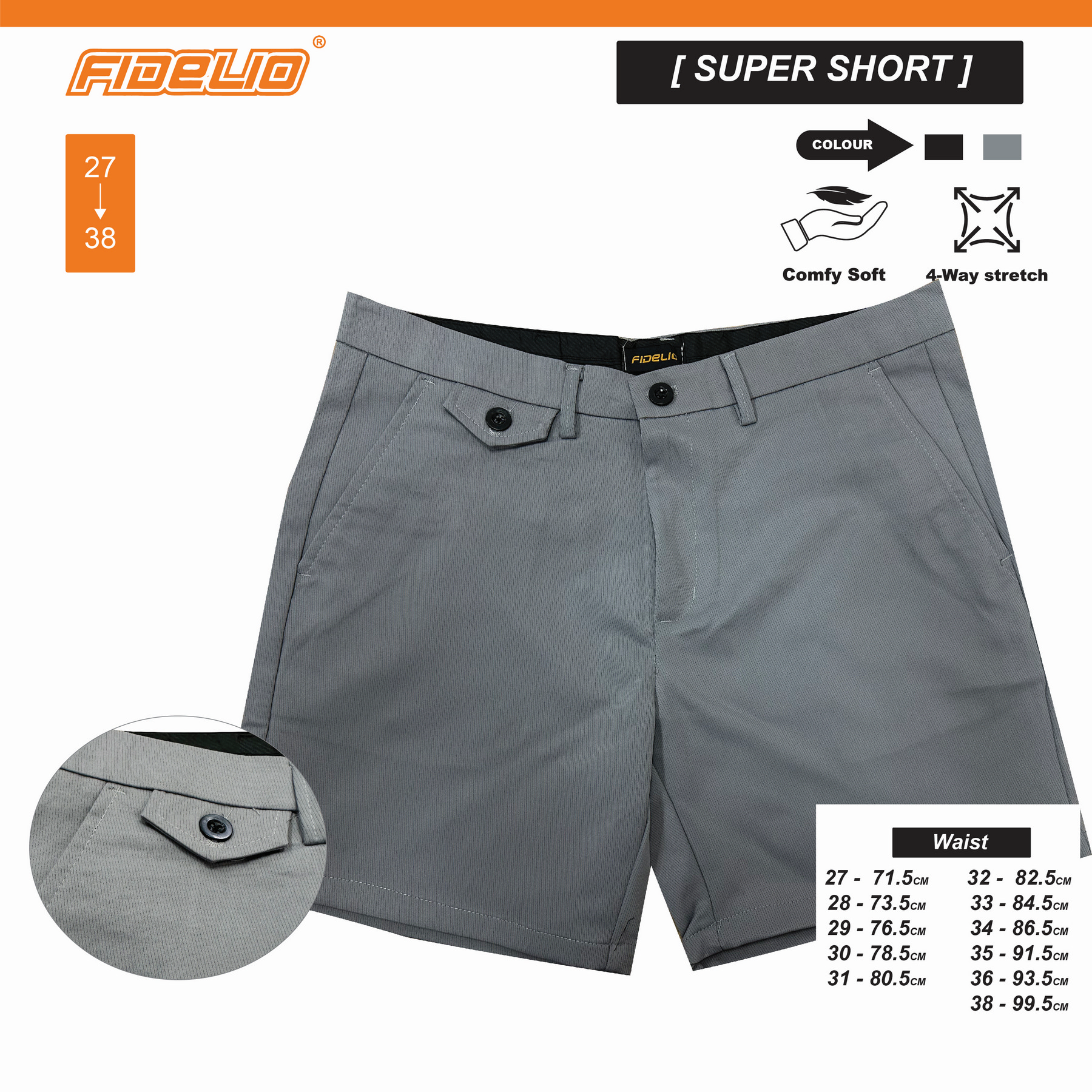Fidelio Chino Super Shorts -Light Grey