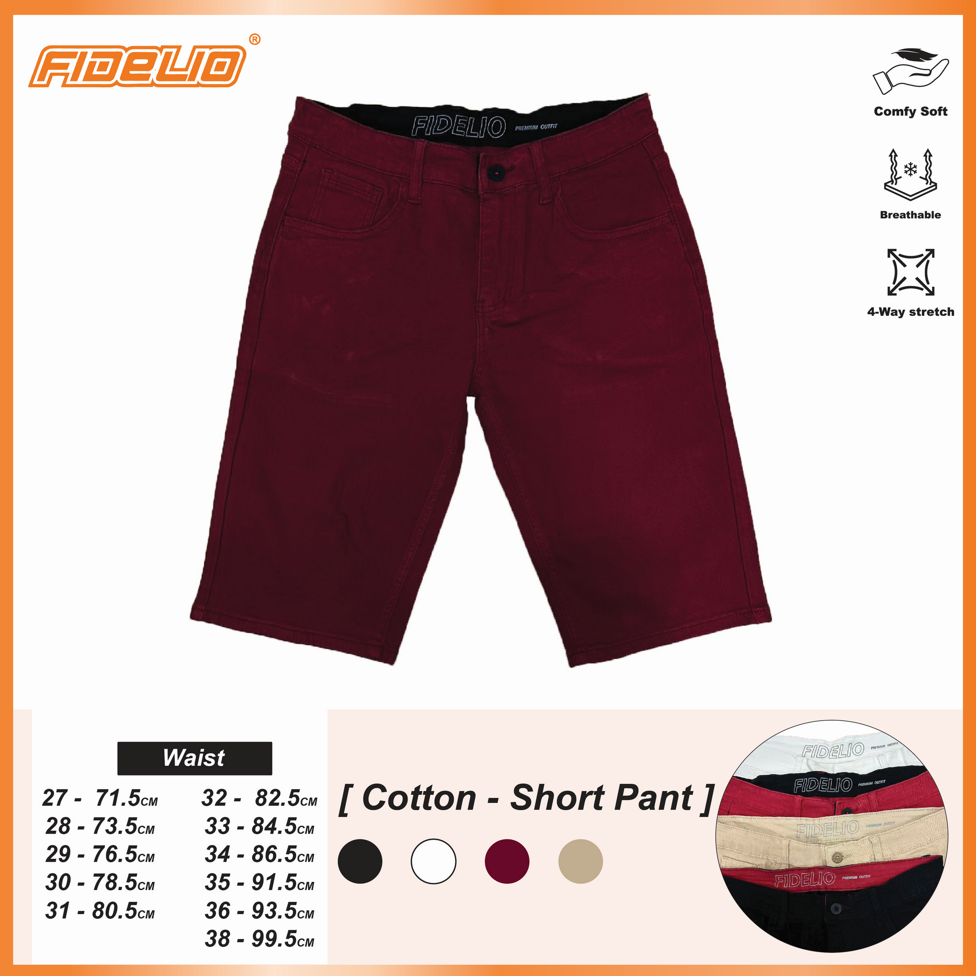 Fidelio Relaxed Fit Cotton Shorts -Maroon