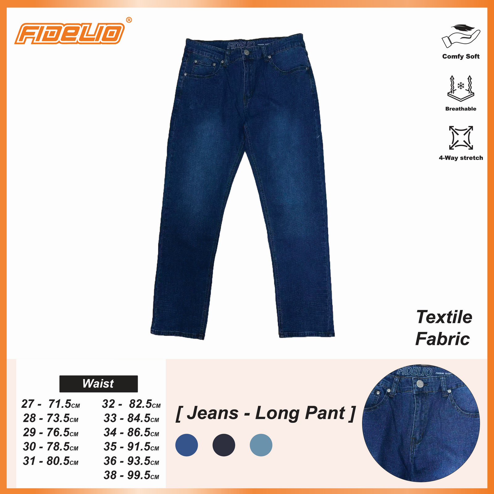 Fidelio Textured Washed Denim -Blue