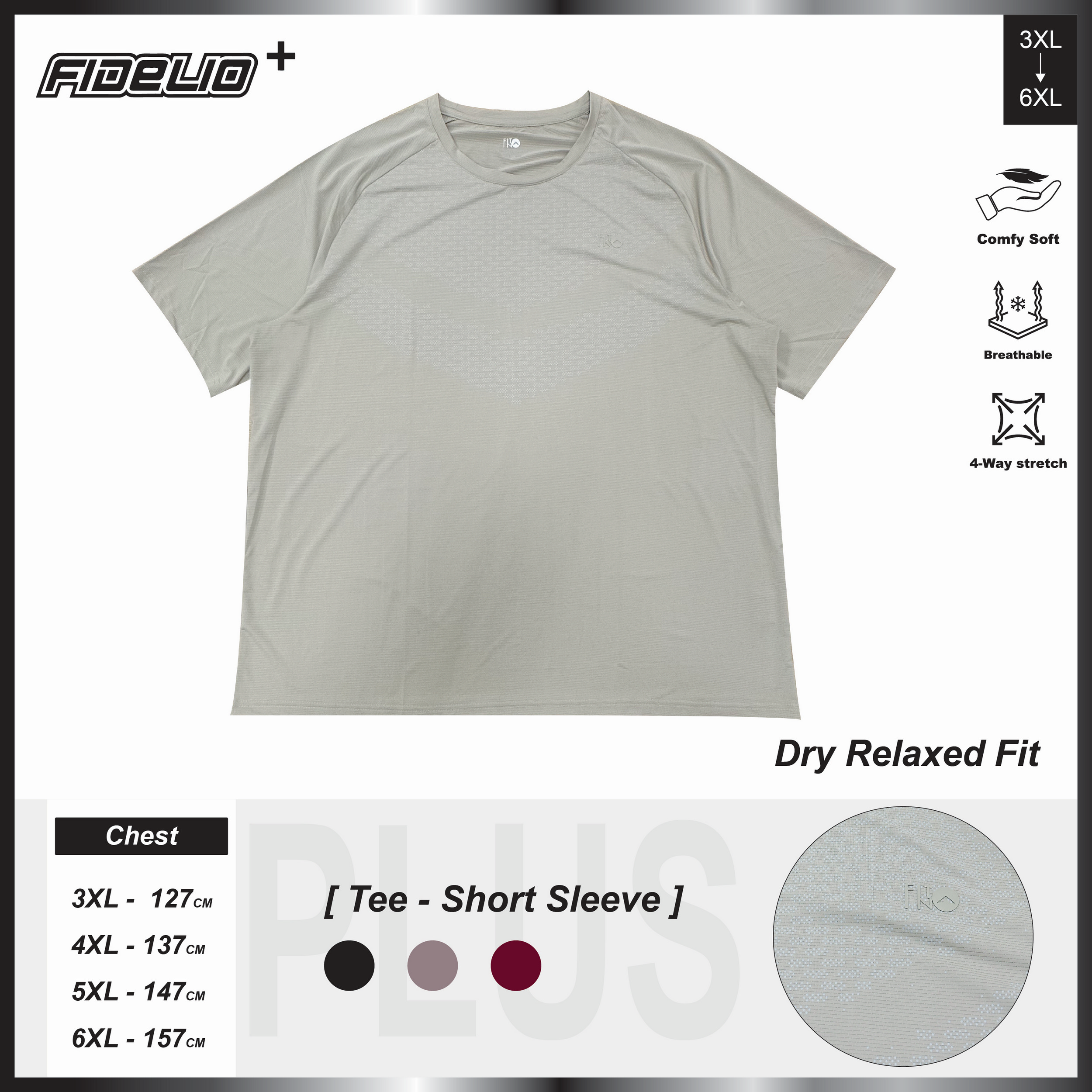 FIT IN Plus Size Downshift Active Tees -Light Khaki