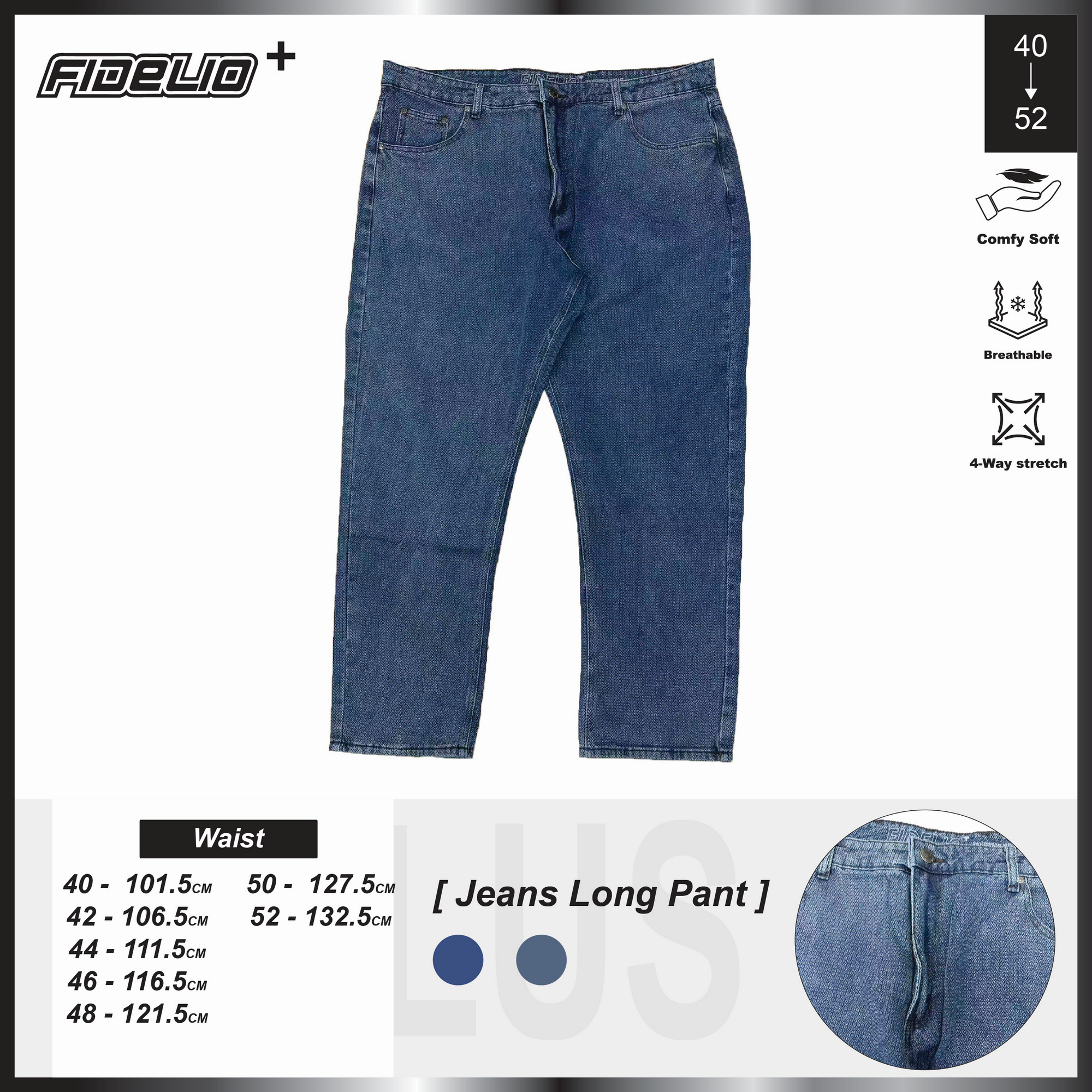 Fidelio Plus Size Textured Washed Denim -Blue