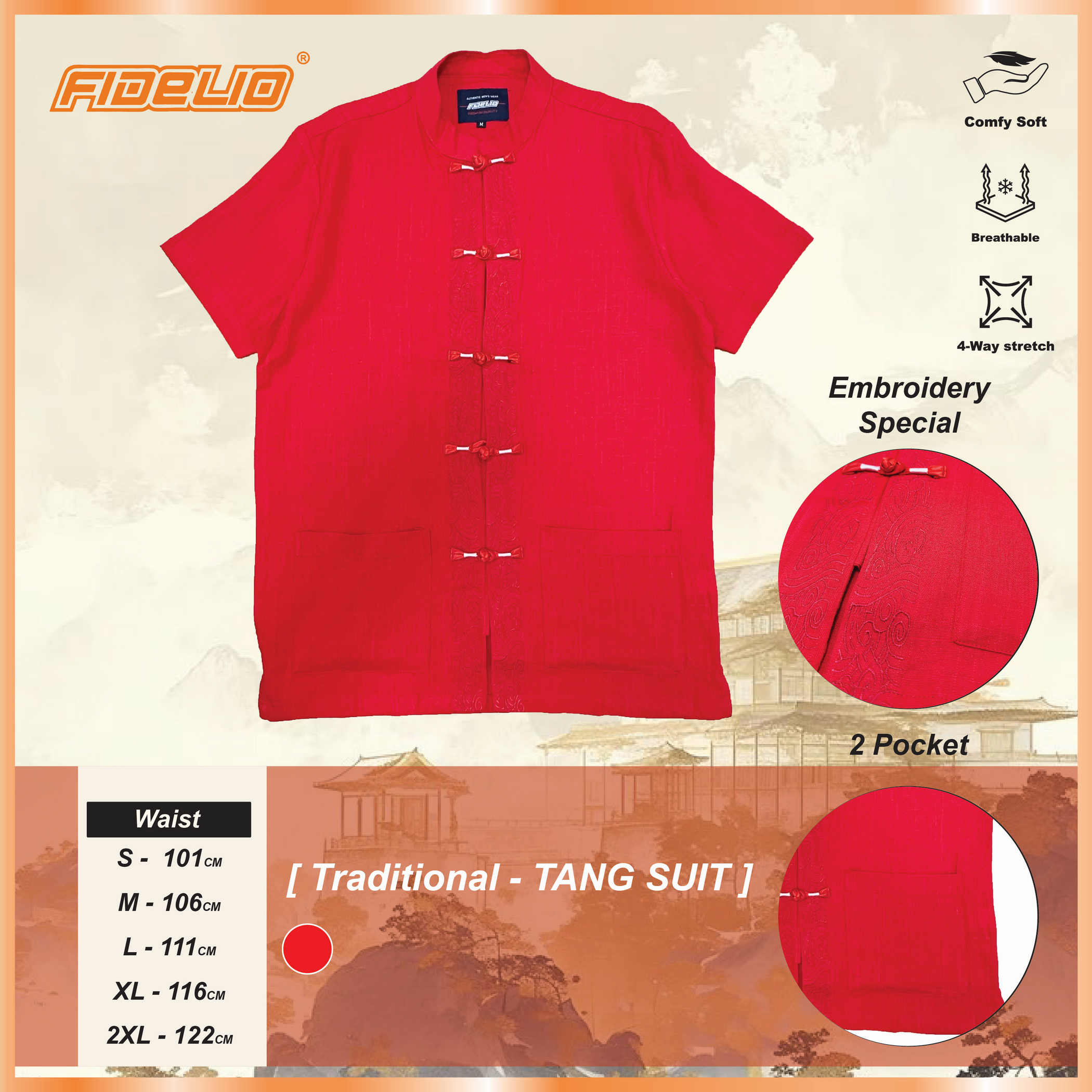 Fidelio Prosperity Samfu Shirts -Red