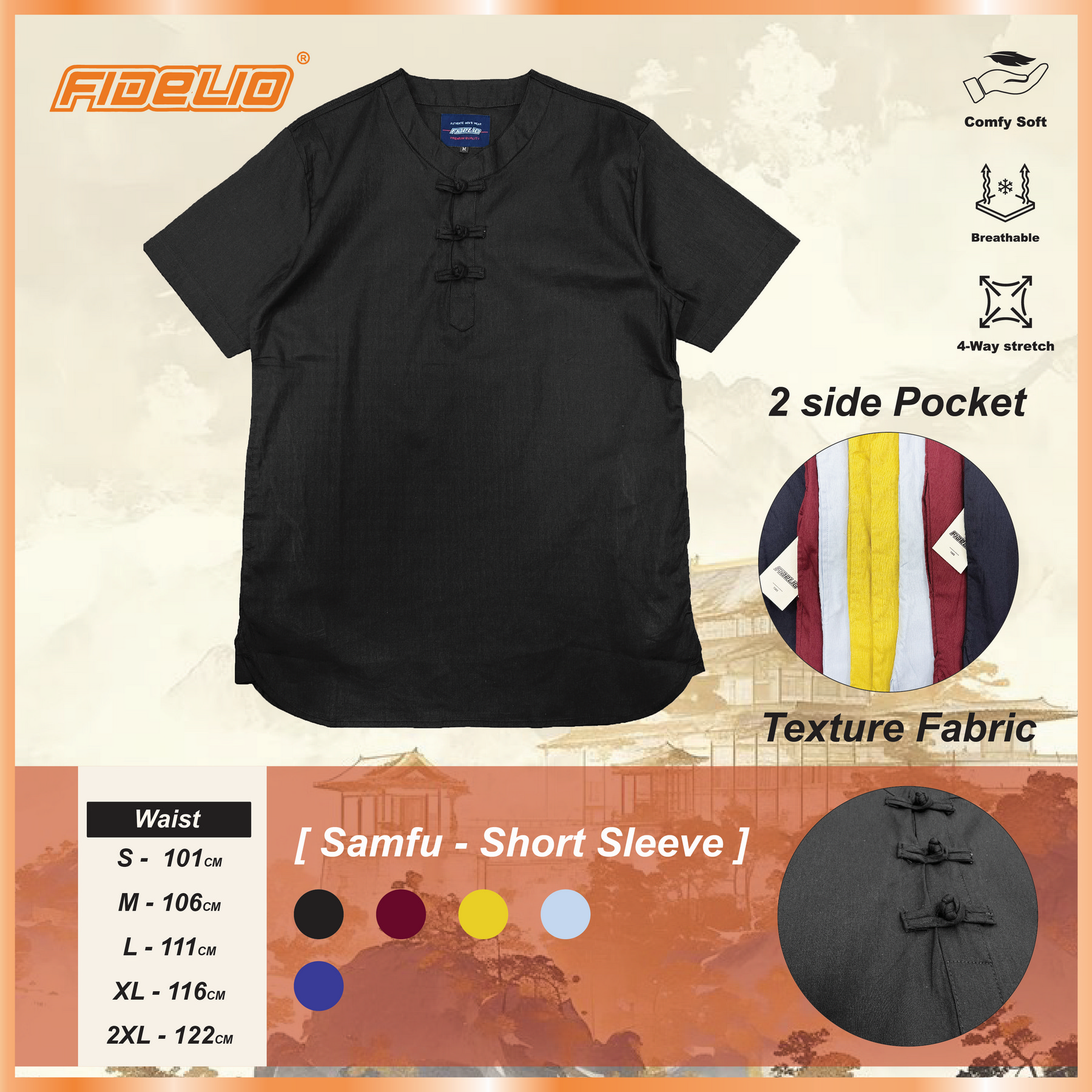 Fidelio Knot Button Samfu -Black