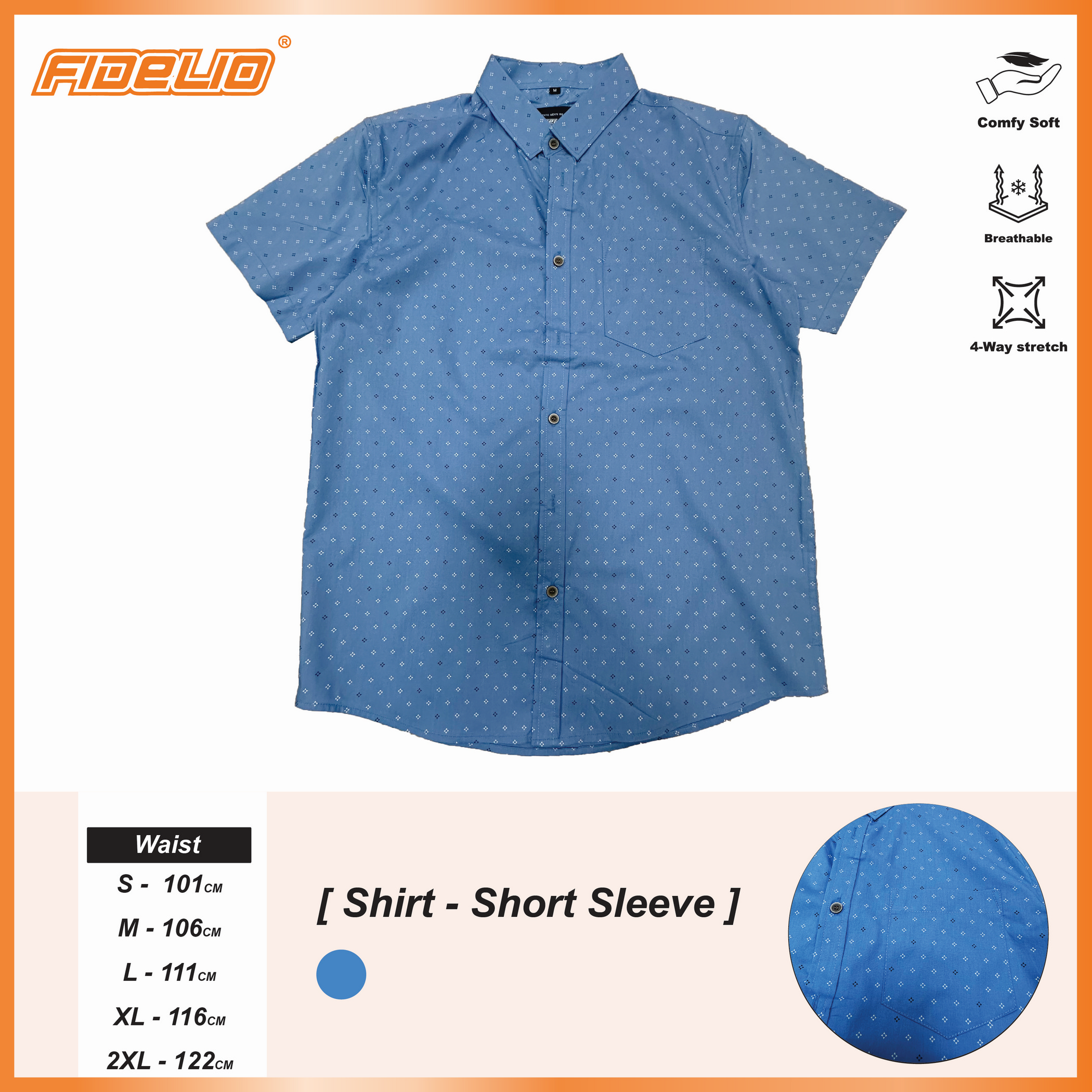 Fidelio Microprinted Short Sleeve Shirts -Blue/Black/White